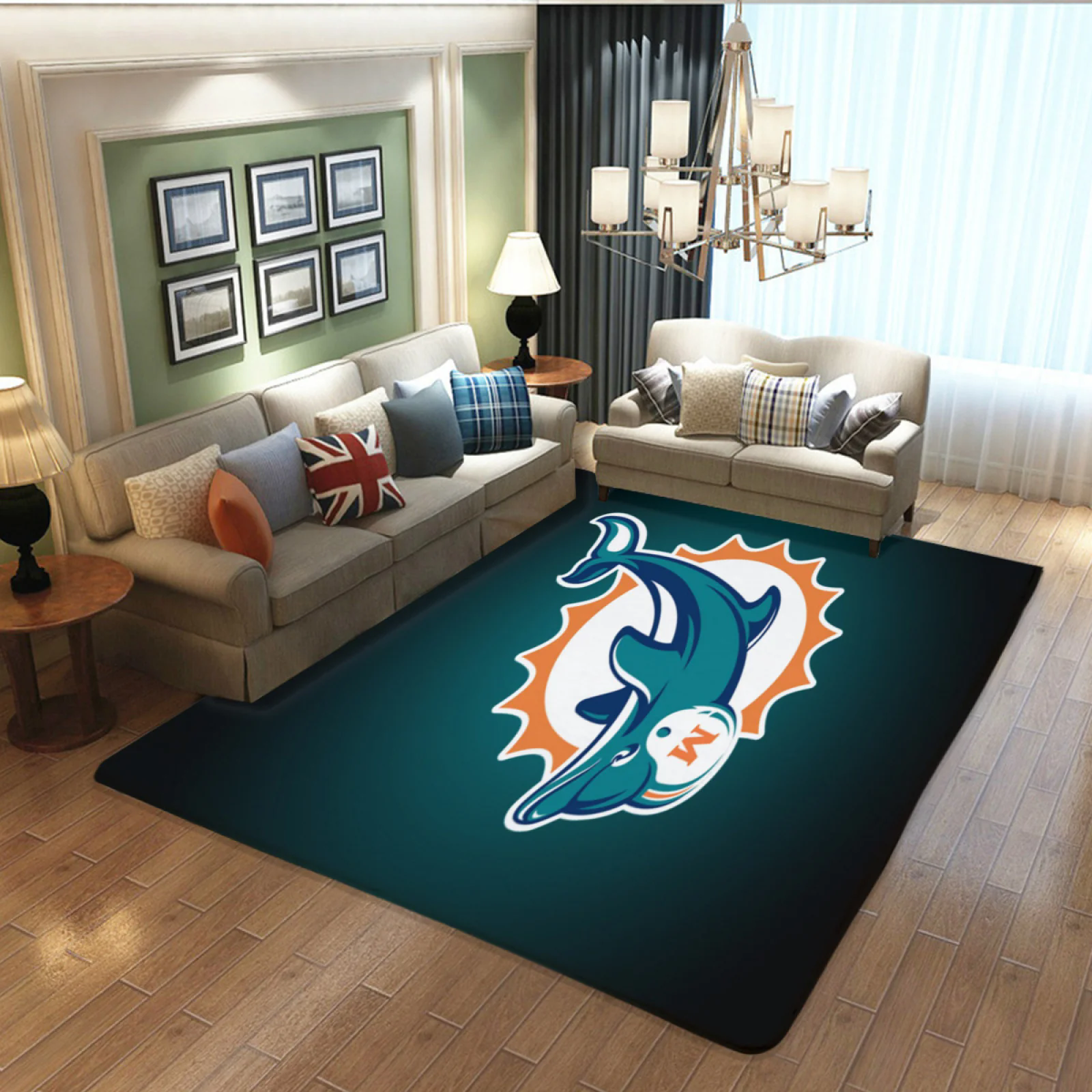 Miami Dolphins Football Team Carpet Living Room Bedroom Mats Kitchen Bathroom Rugs