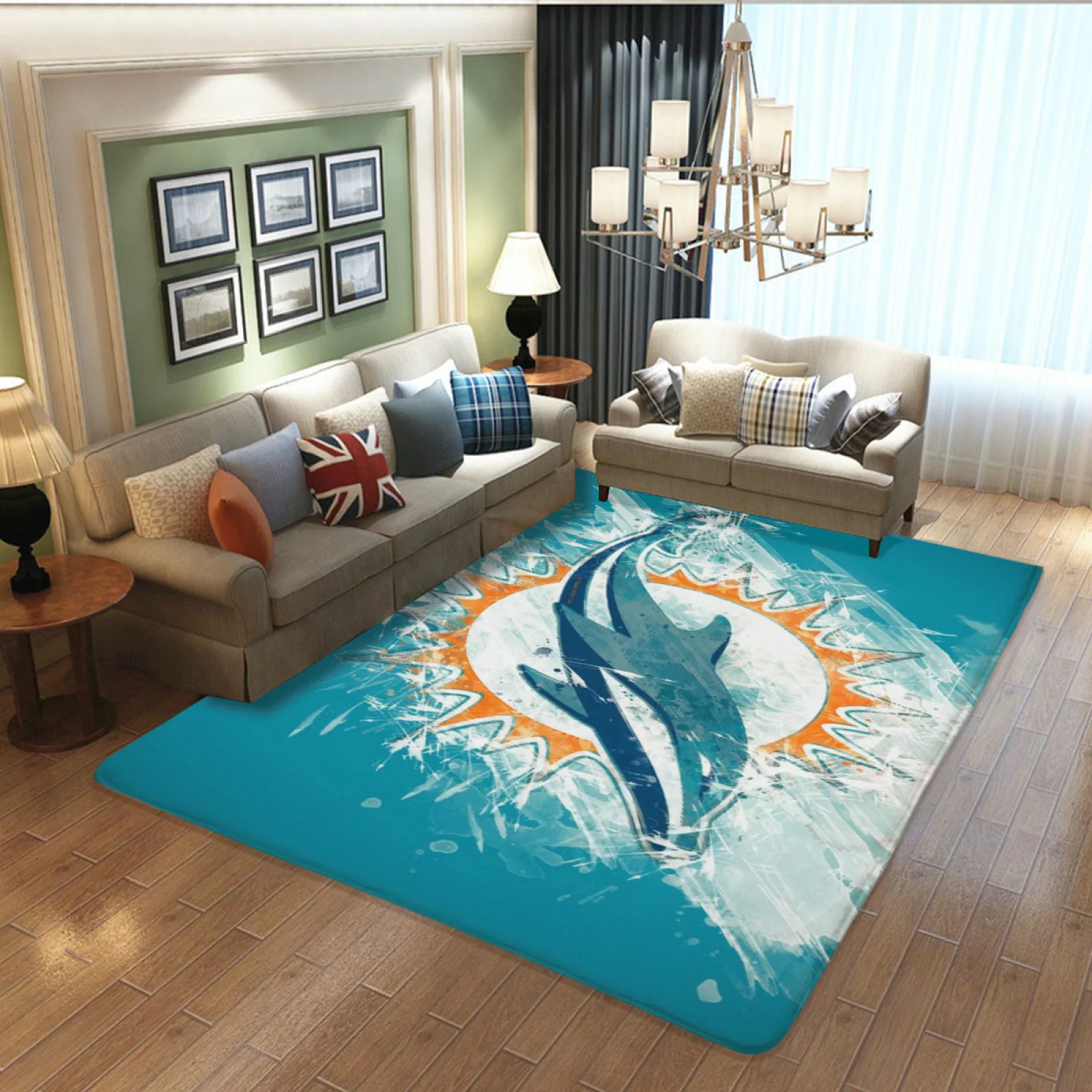 Miami Dolphins Football Team Carpet Living Room Bedroom Mats Kitchen Bathroom Rugs