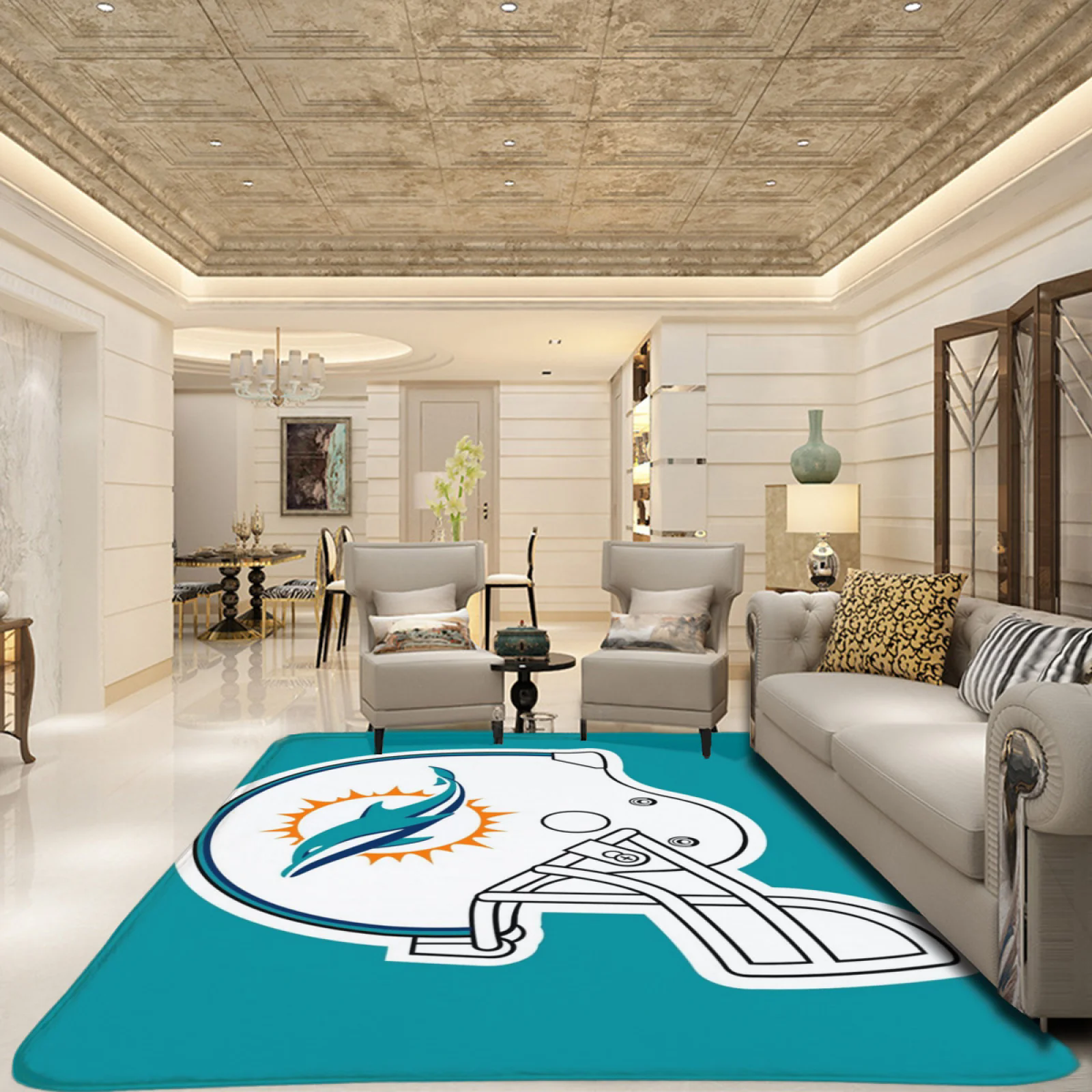 Miami Dolphins Football Team Carpet Living Room Bedroom Mats Kitchen Bathroom Rugs