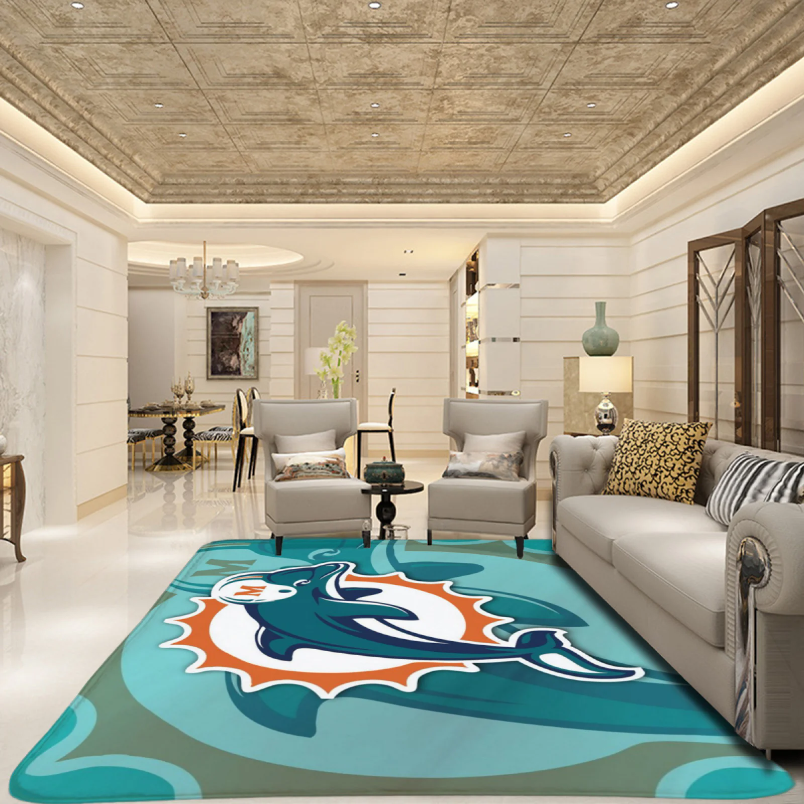 Miami Dolphins Football Team Carpet Living Room Bedroom Mats Kitchen Bathroom Rugs