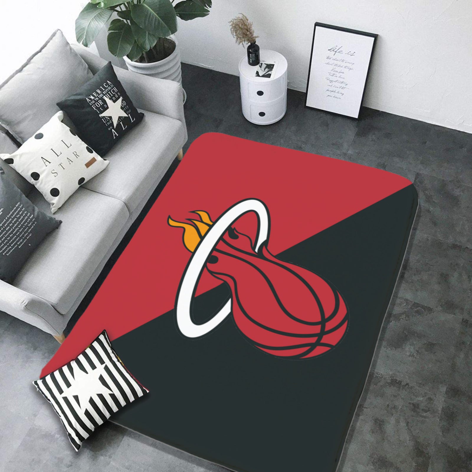 Miami Basketball Heat Carpet Living Room Bedroom Mats Kitchen Bathroom Rugs