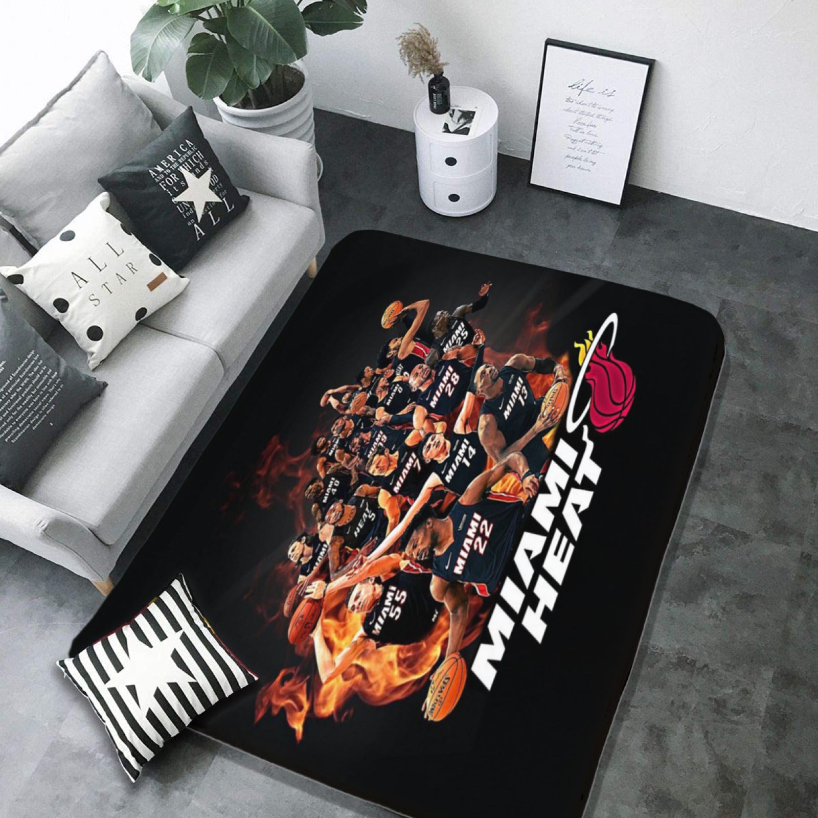 Miami Basketball Heat Carpet Living Room Bedroom Mats Kitchen Bathroom Rugs