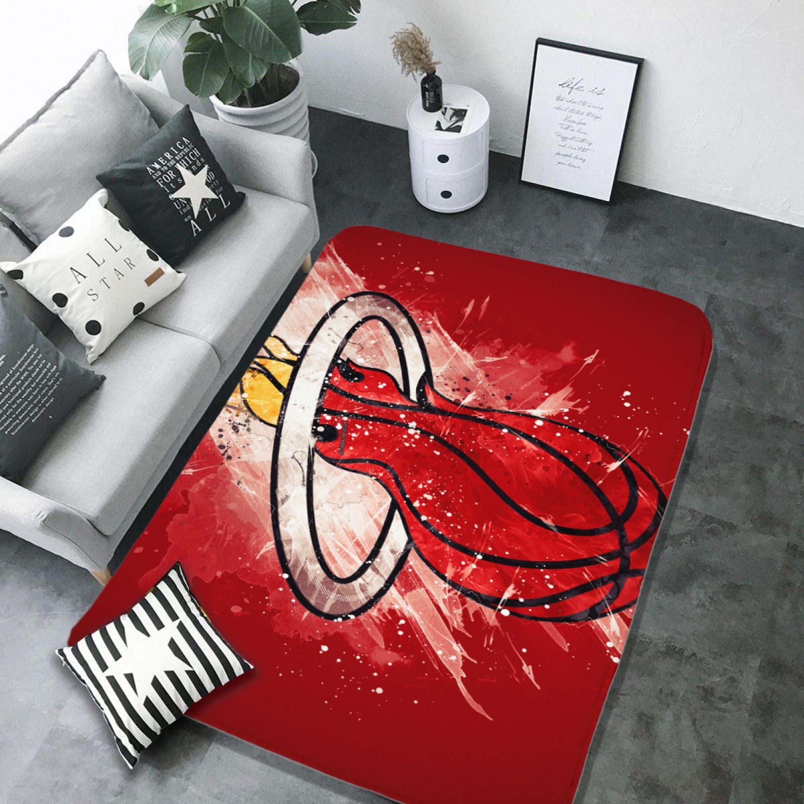 Miami Basketball Heat Carpet Living Room Bedroom Mats Kitchen Bathroom Rugs