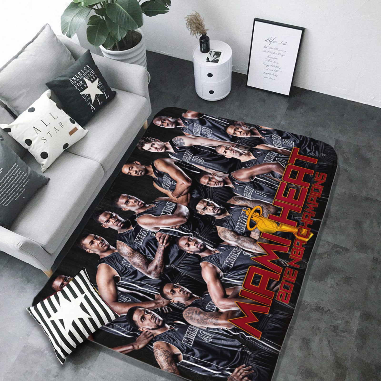 Miami Basketball Heat Carpet Living Room Bedroom Mats Kitchen Bathroom Rugs