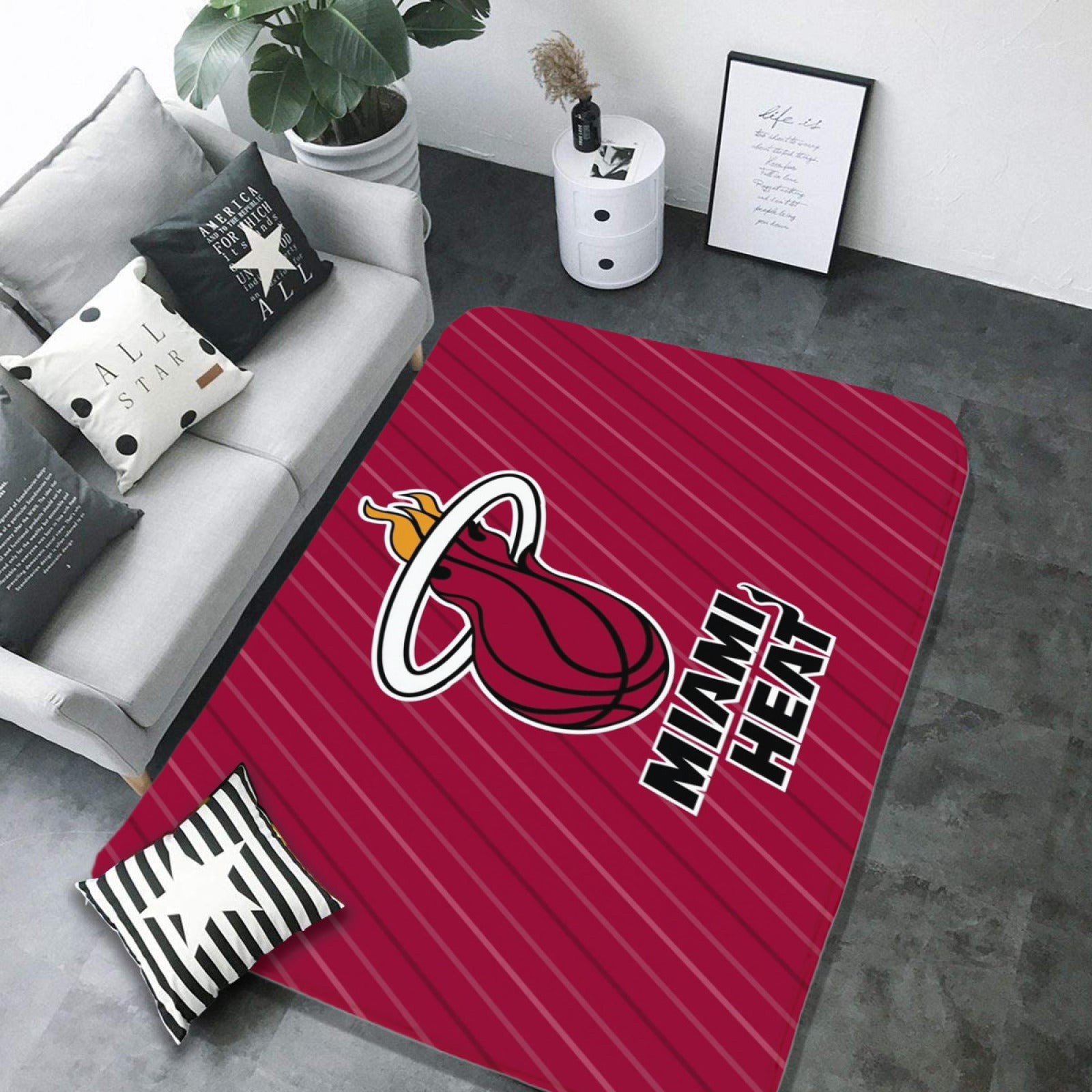 Miami Basketball Heat Carpet Living Room Bedroom Mats Kitchen Bathroom Rugs