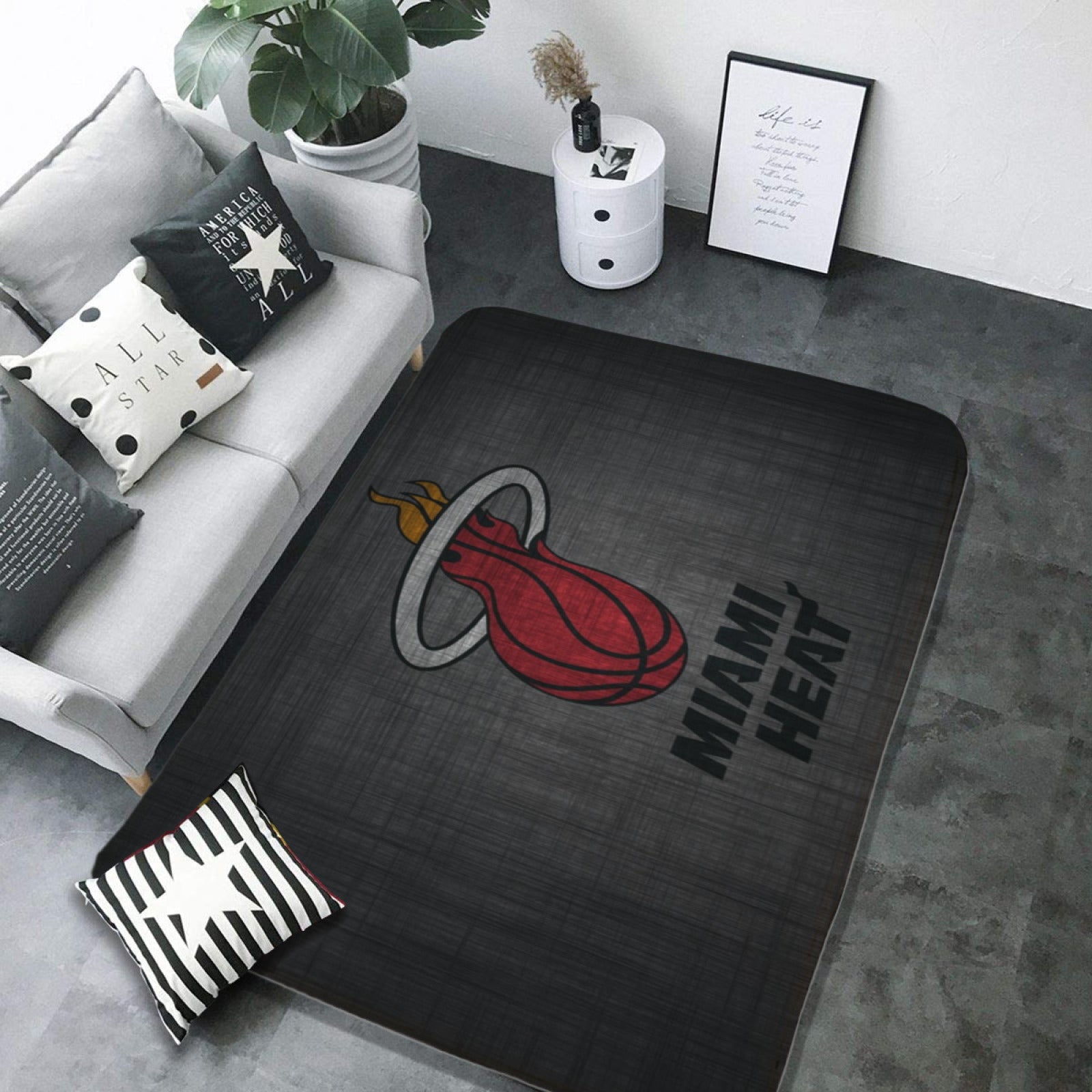 Miami Basketball Heat Carpet Living Room Bedroom Mats Kitchen Bathroom Rugs