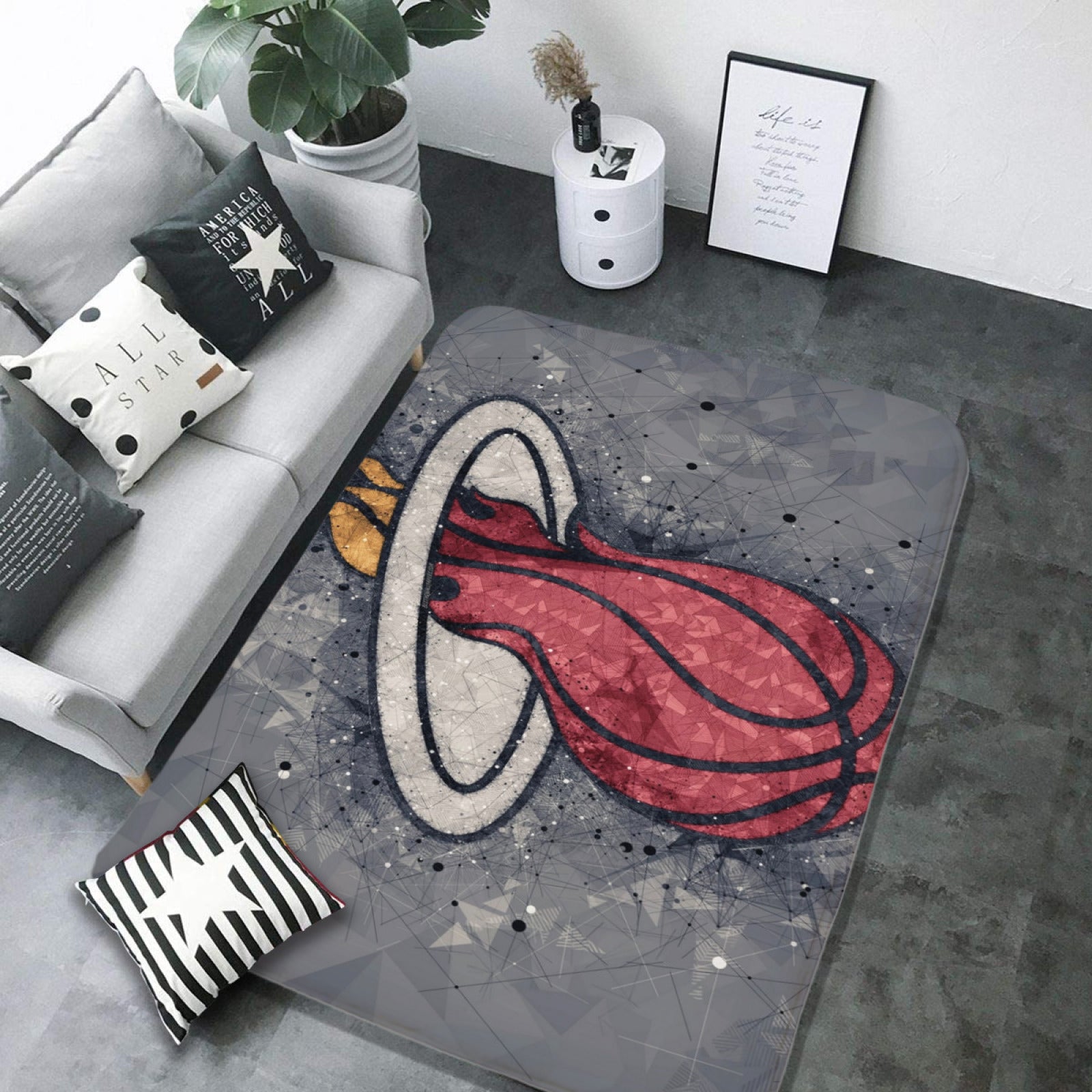 Miami Basketball Heat Carpet Living Room Bedroom Mats Kitchen Bathroom Rugs