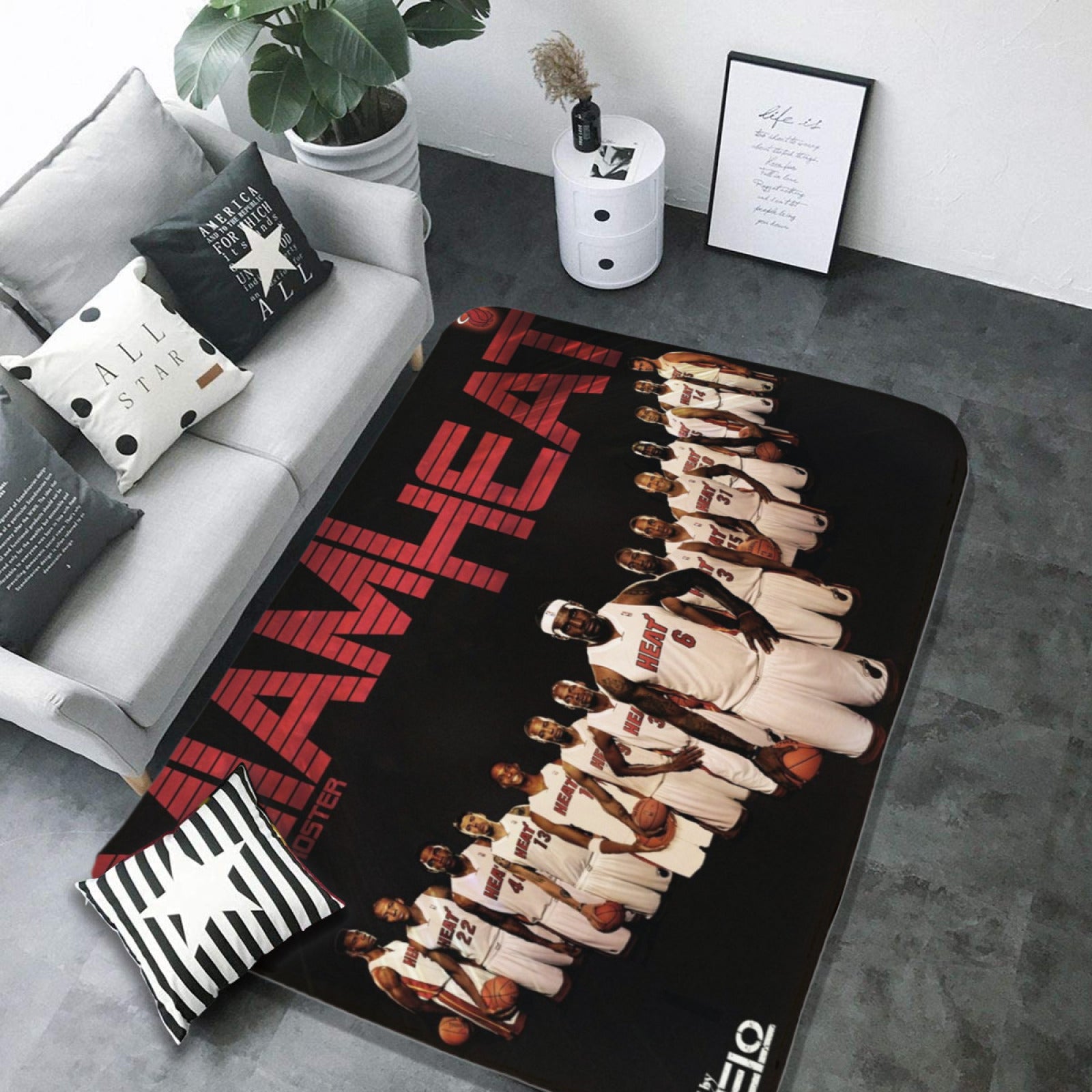 Miami Basketball Heat Carpet Living Room Bedroom Mats Kitchen Bathroom Rugs