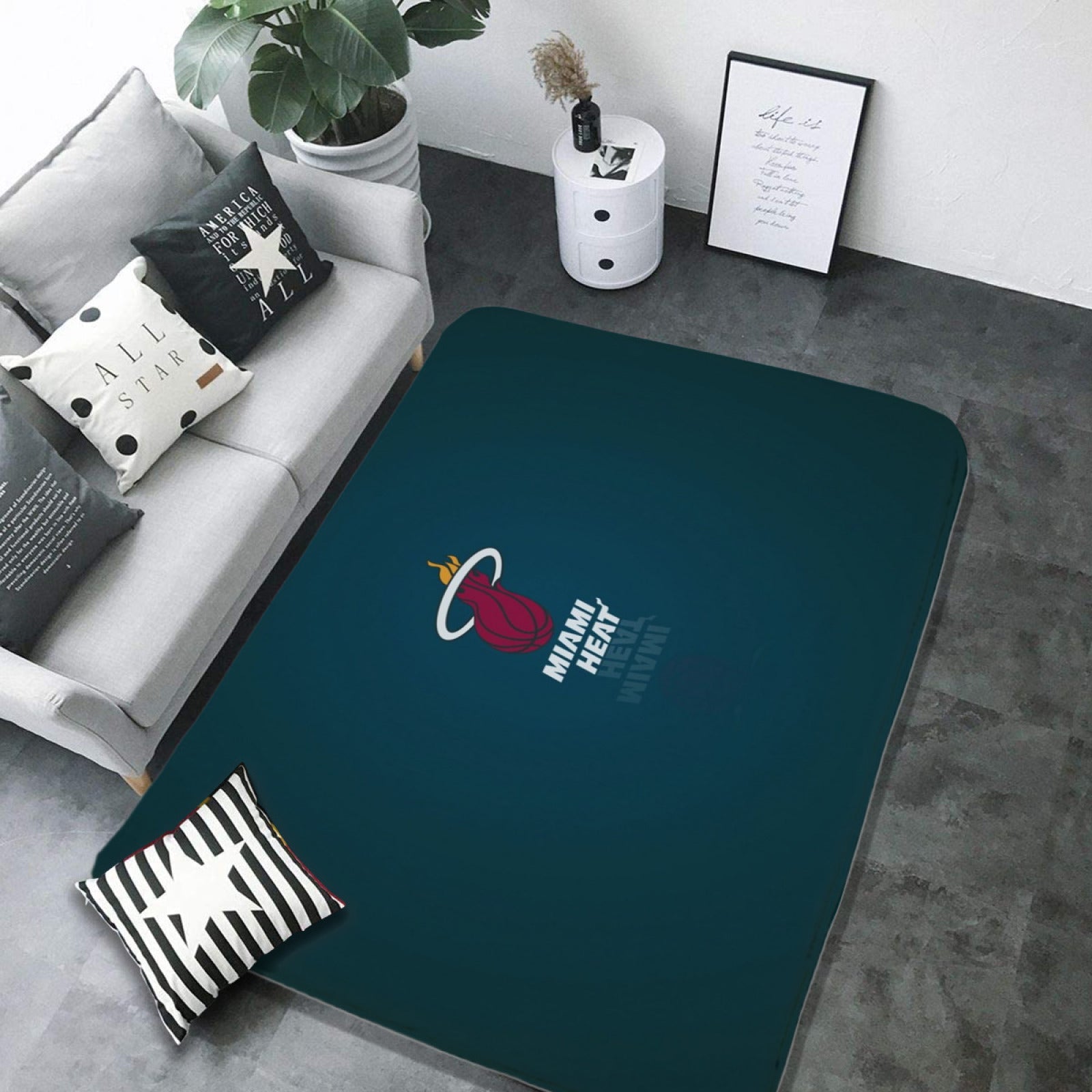 Miami Basketball Heat Carpet Living Room Bedroom Mats Kitchen Bathroom Rugs