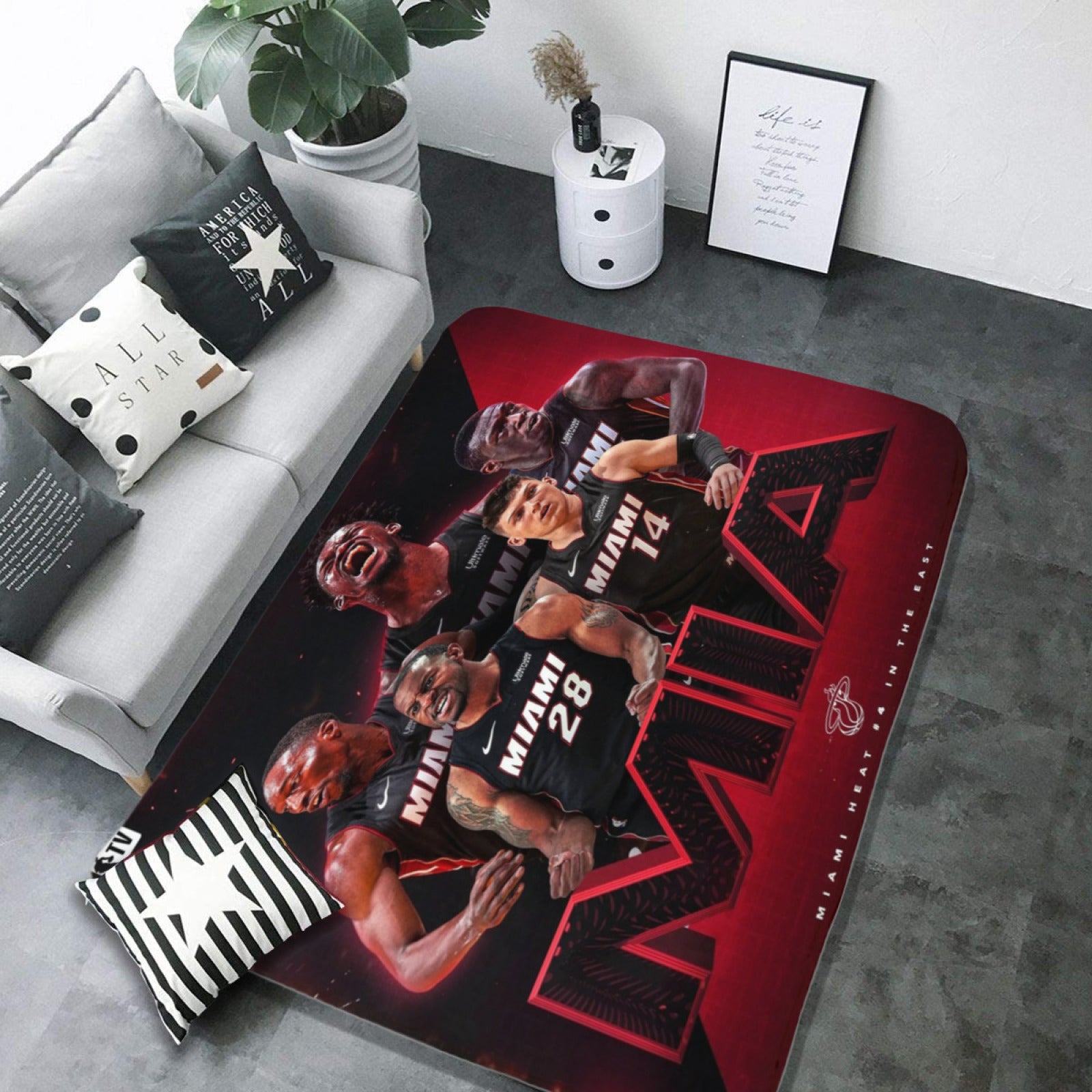 Miami Basketball Heat Carpet Living Room Bedroom Mats Kitchen Bathroom Rugs
