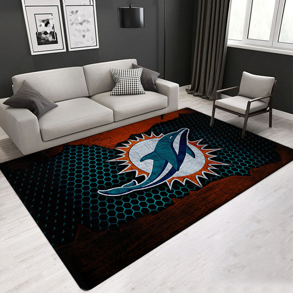 Miami Dolphins Football Team Carpet Living Room Bedroom Mats Kitchen Bathroom Rugs