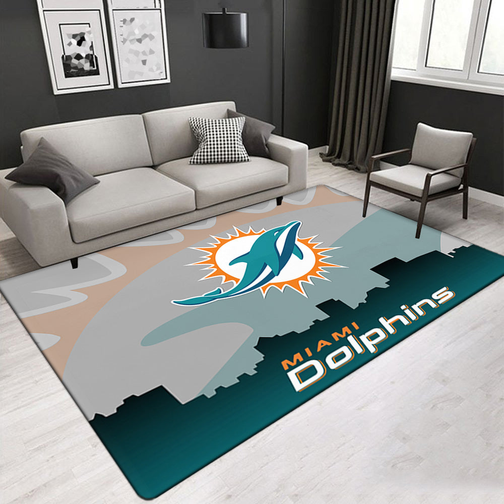 Miami Dolphins Football Team Carpet Living Room Bedroom Mats Kitchen Bathroom Rugs