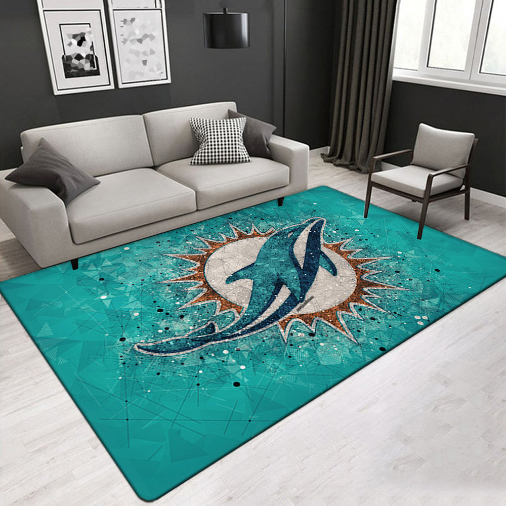 Miami Dolphins Football Team Carpet Living Room Bedroom Mats Kitchen Bathroom Rugs