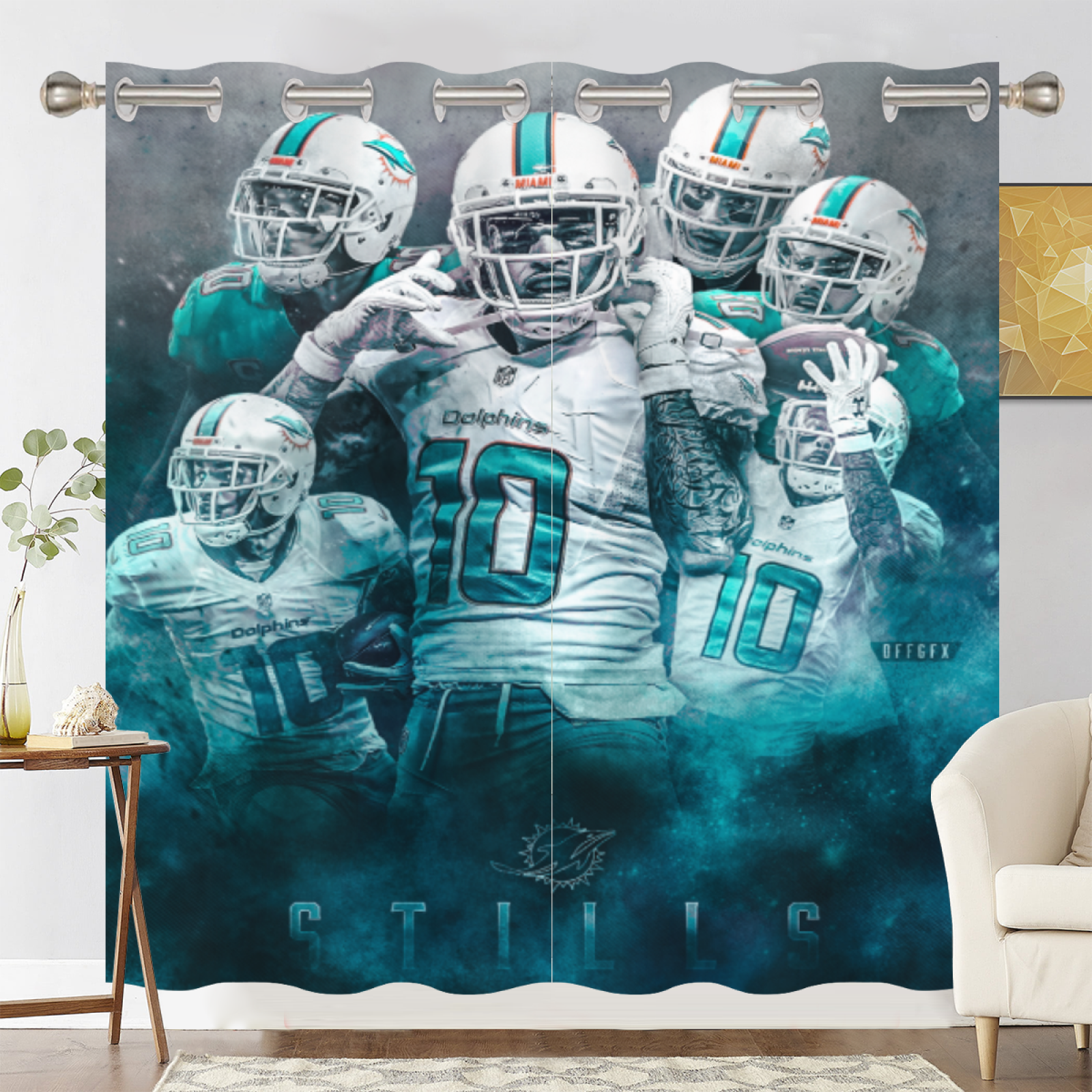 Miami Dolphins Football League Blackout Curtains Drapes for Window Treatment Set