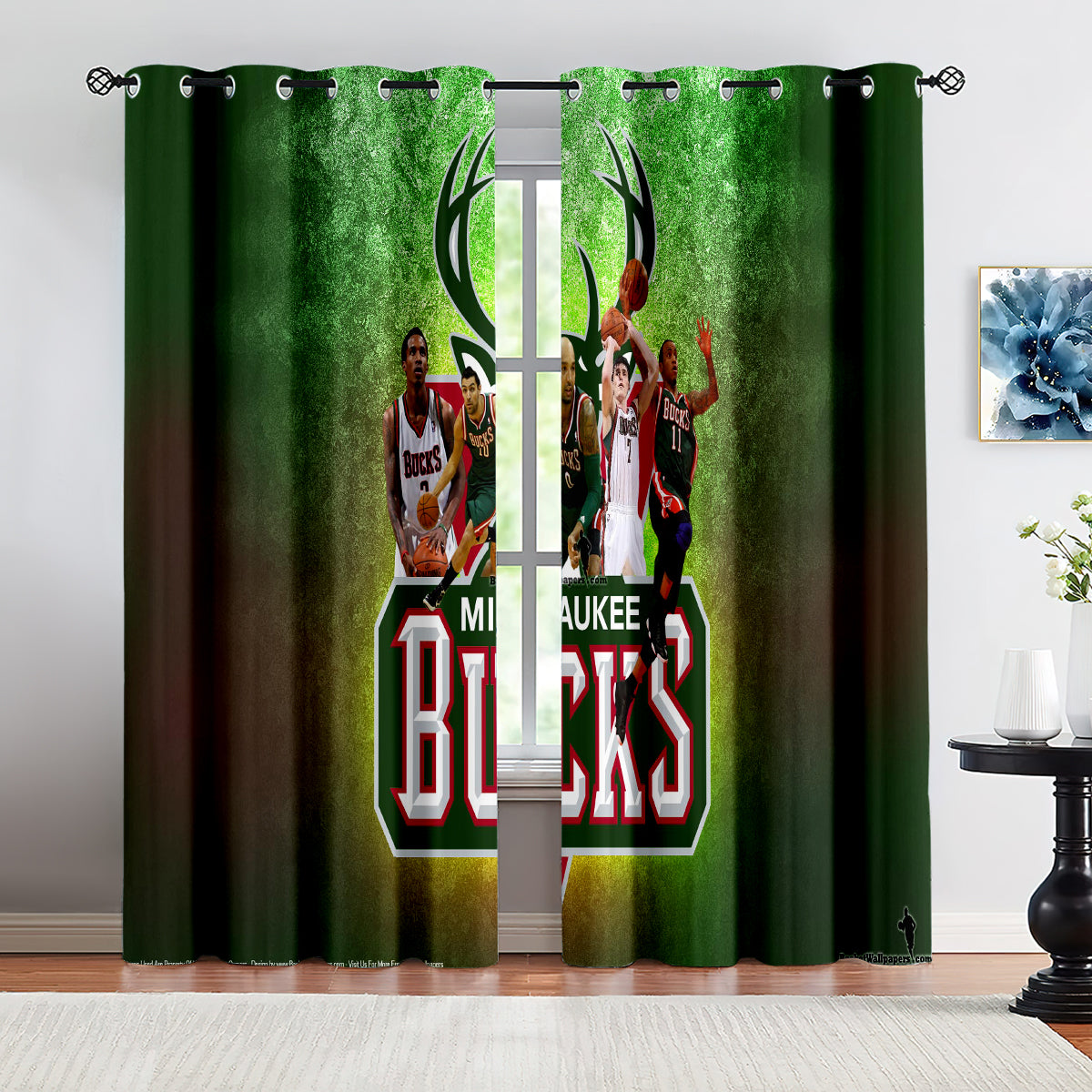 Milwaukee Basketball Bucks Blackout Curtains Drapes For Window Treatment Set