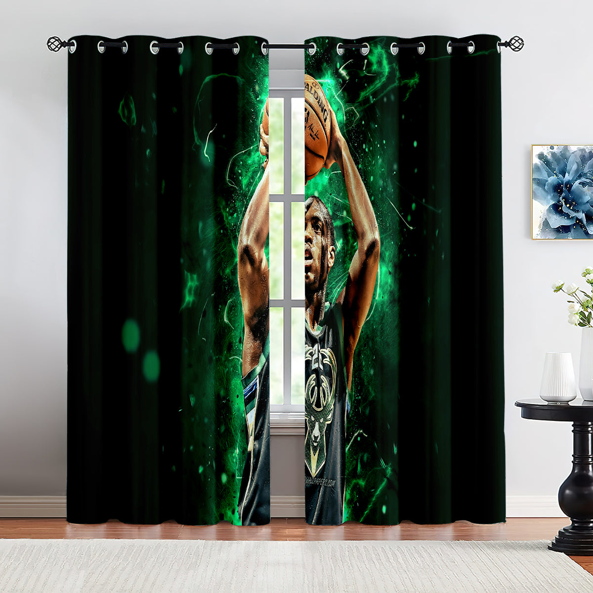 Milwaukee Basketball Bucks Blackout Curtains Drapes For Window Treatment Set