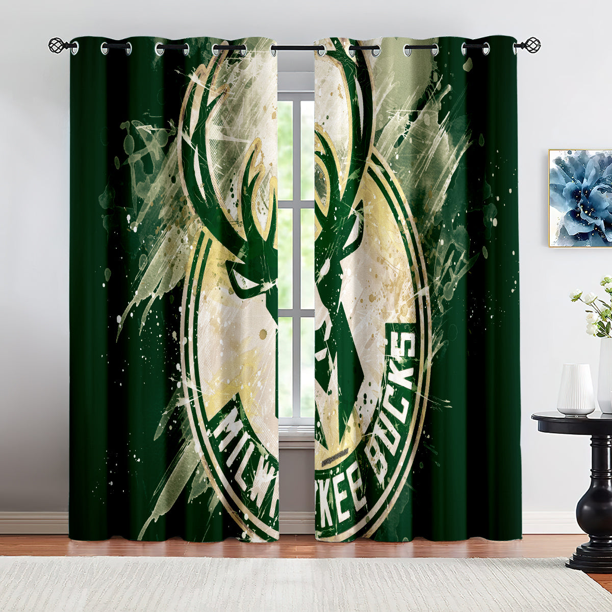 Milwaukee Basketball Bucks Blackout Curtains Drapes For Window Treatment Set