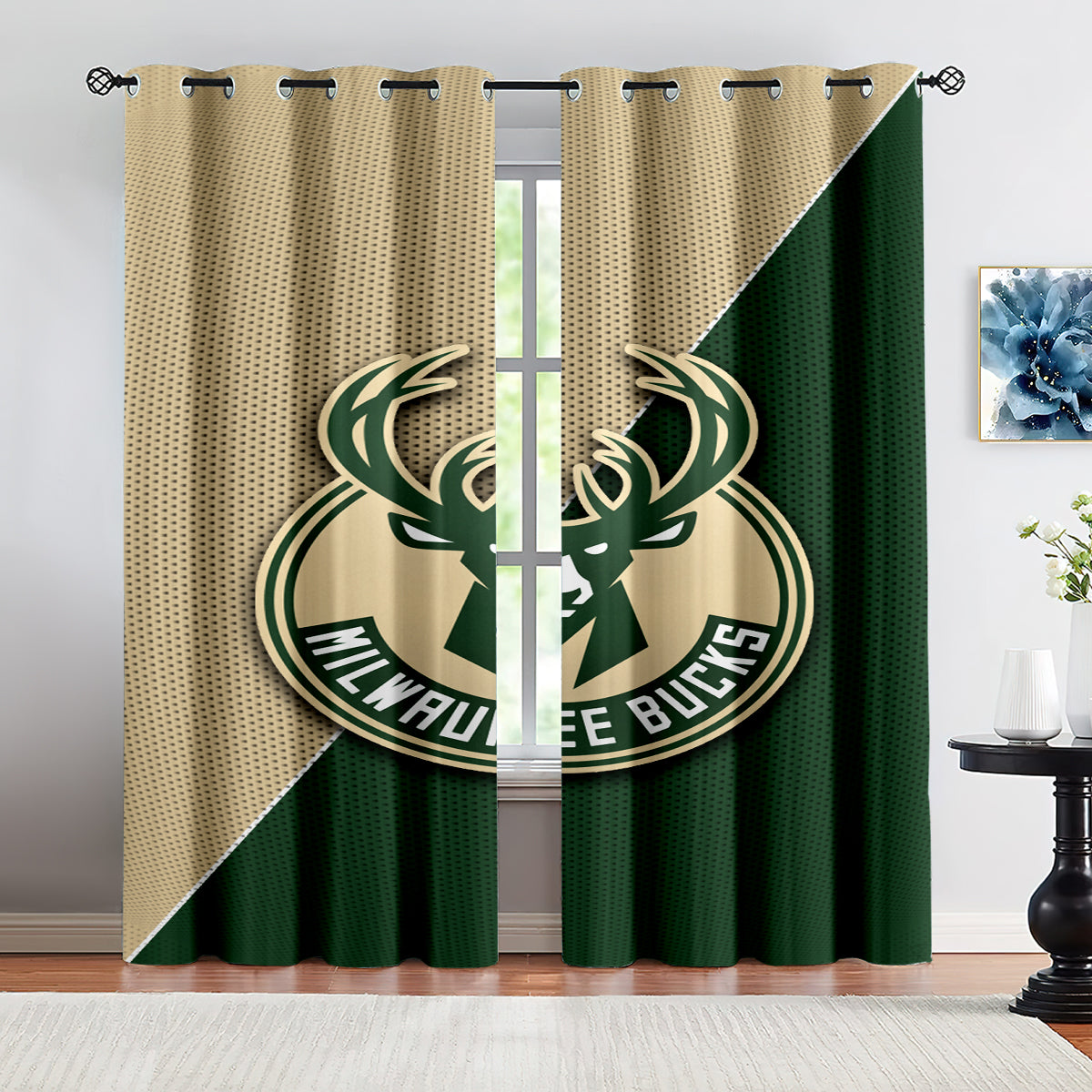 Milwaukee Basketball Bucks Blackout Curtains Drapes For Window Treatment Set