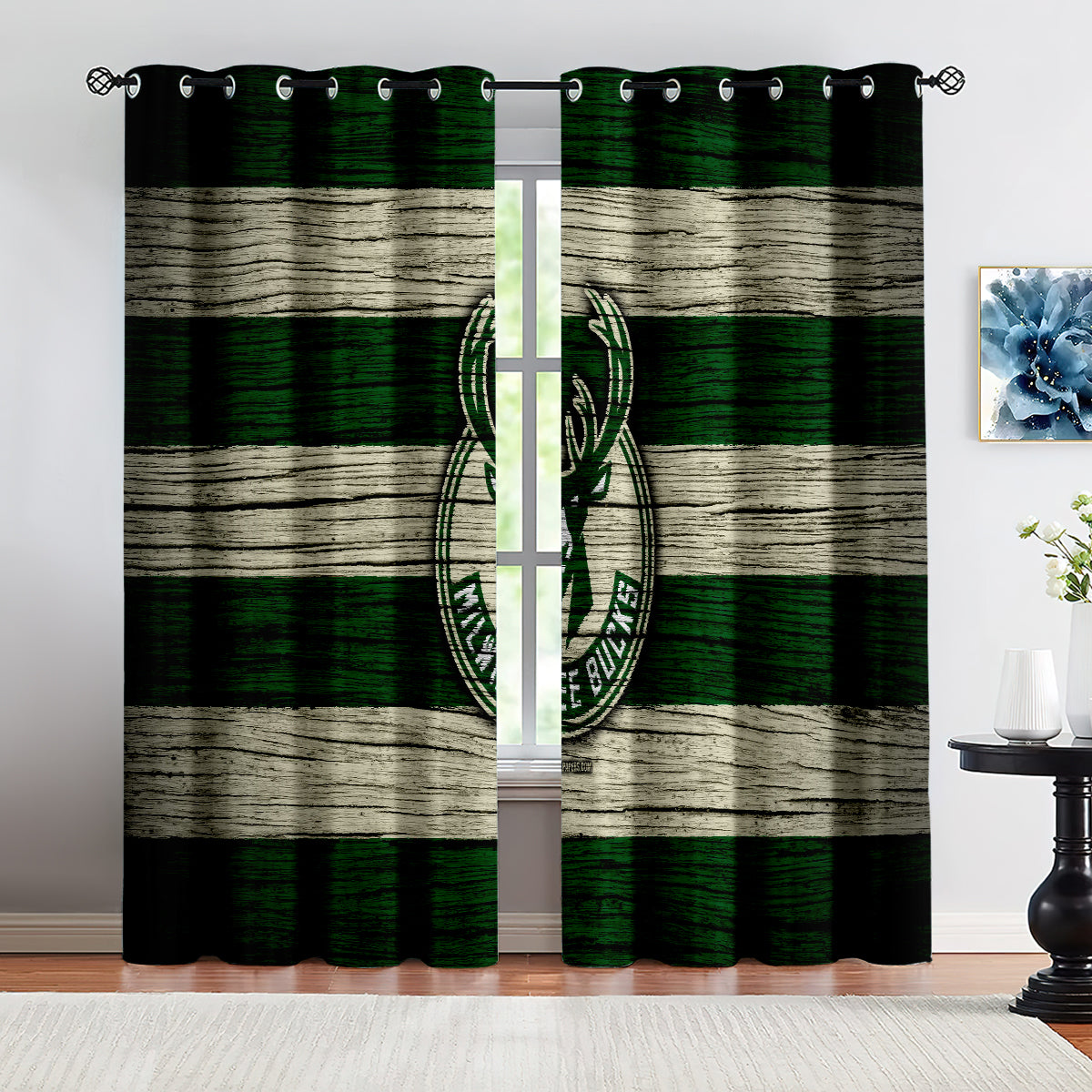 Milwaukee Basketball Bucks Blackout Curtains Drapes For Window Treatment Set