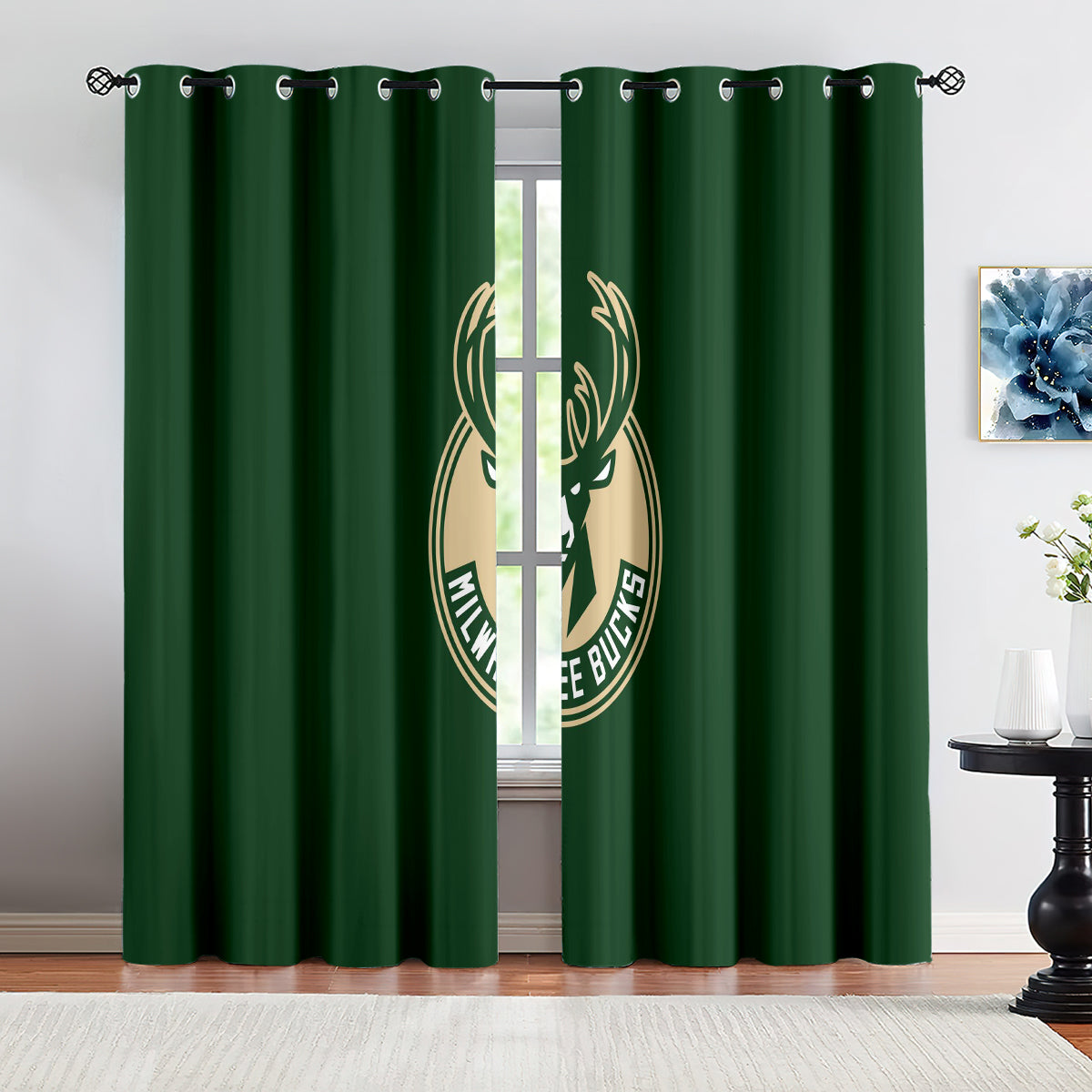 Milwaukee Basketball Bucks Blackout Curtains Drapes For Window Treatment Set