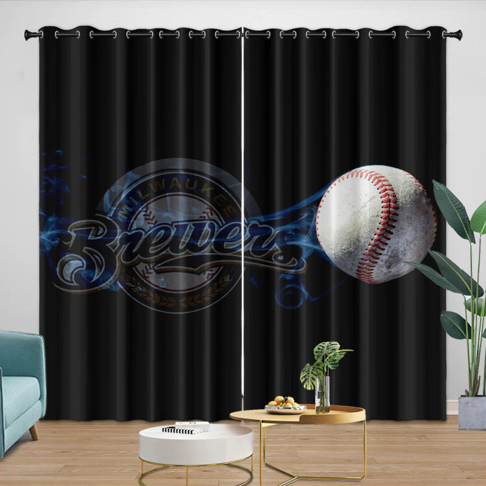 Milwaukee Brewers Blackout Curtain for Living Room Bedroom Window Treatment