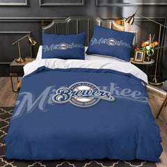 Milwaukee Brewers Duvet Cover Quilt Case Pillowcase Bedding Set Without Filler