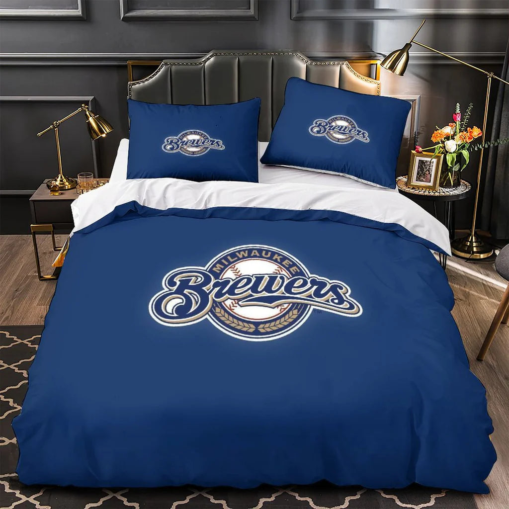 Milwaukee Brewers Duvet Cover Quilt Case Pillowcase Bedding Set Without Filler