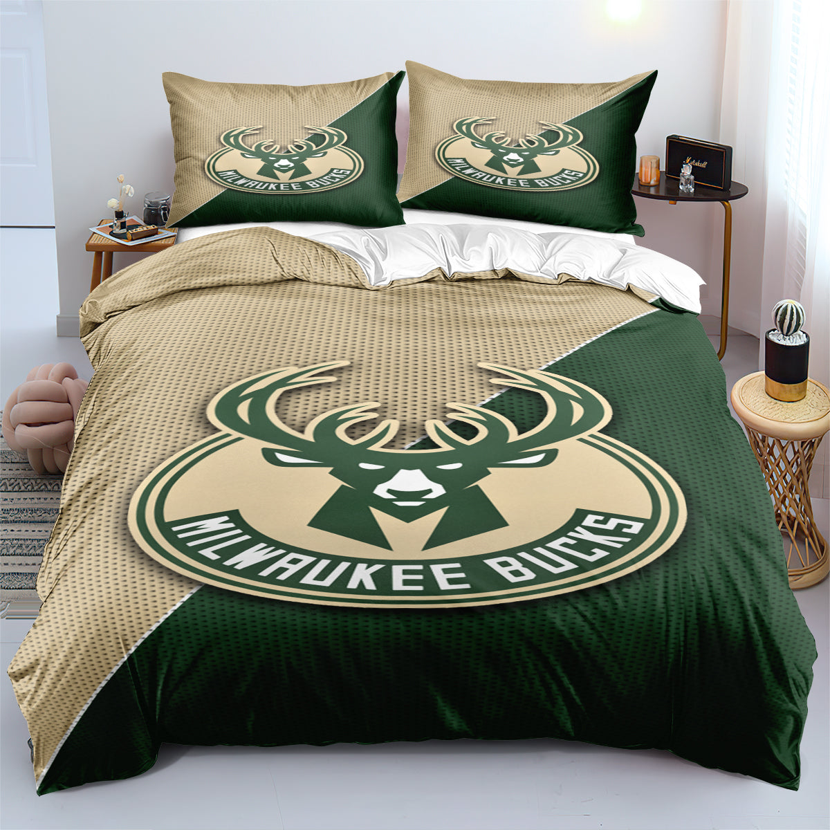 Milwaukee Basketball Bucks Bedding Set Quilt Cover Without Filler