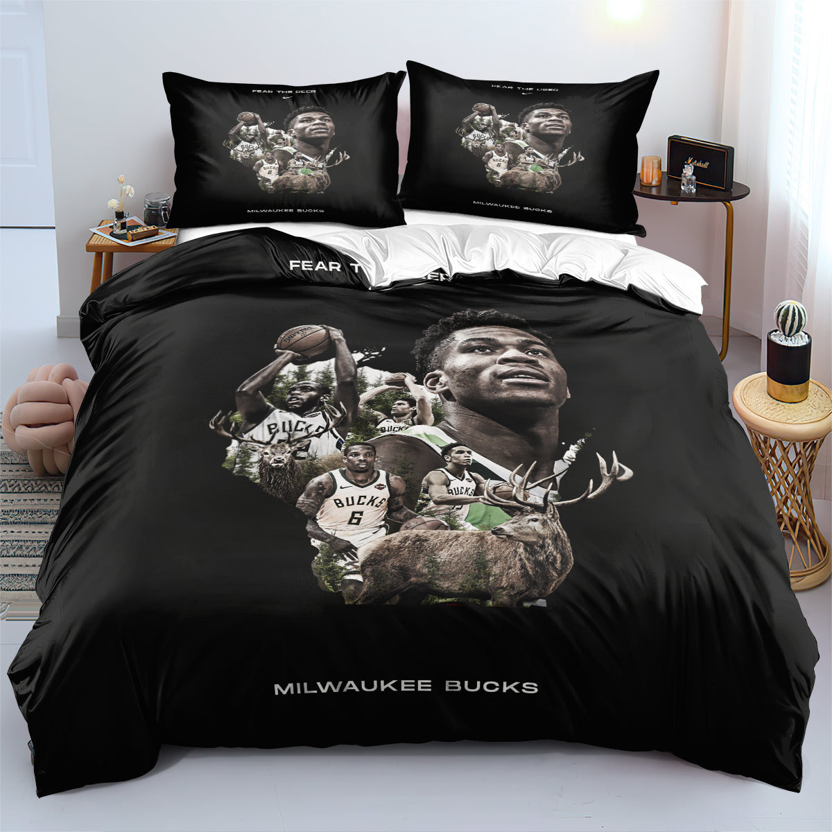 Milwaukee Basketball Bucks Bedding Set Quilt Cover Without Filler