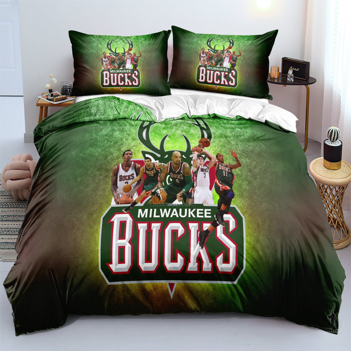 Milwaukee Basketball Bucks Bedding Set Quilt Cover Without Filler