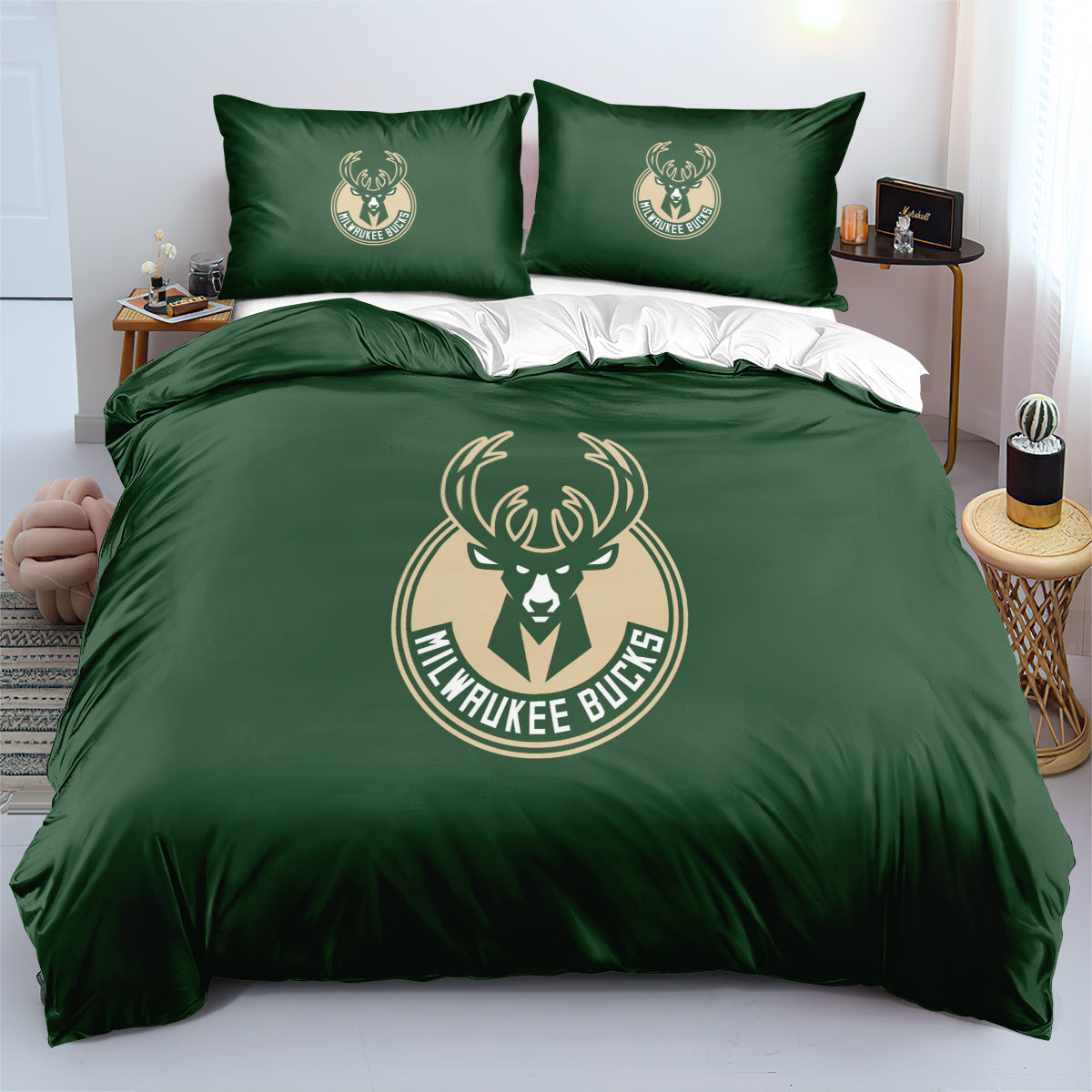 Milwaukee Basketball Bucks Bedding Set Quilt Cover Without Filler