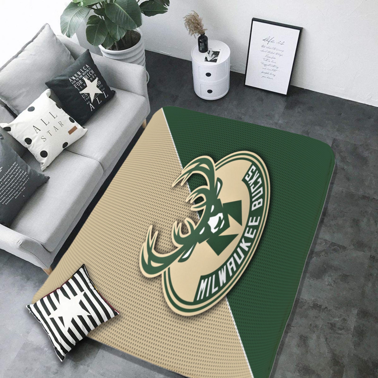 Milwaukee Basketball Bucks Carpet Living Room Bedroom Mats Kitchen Bathroom Rugs