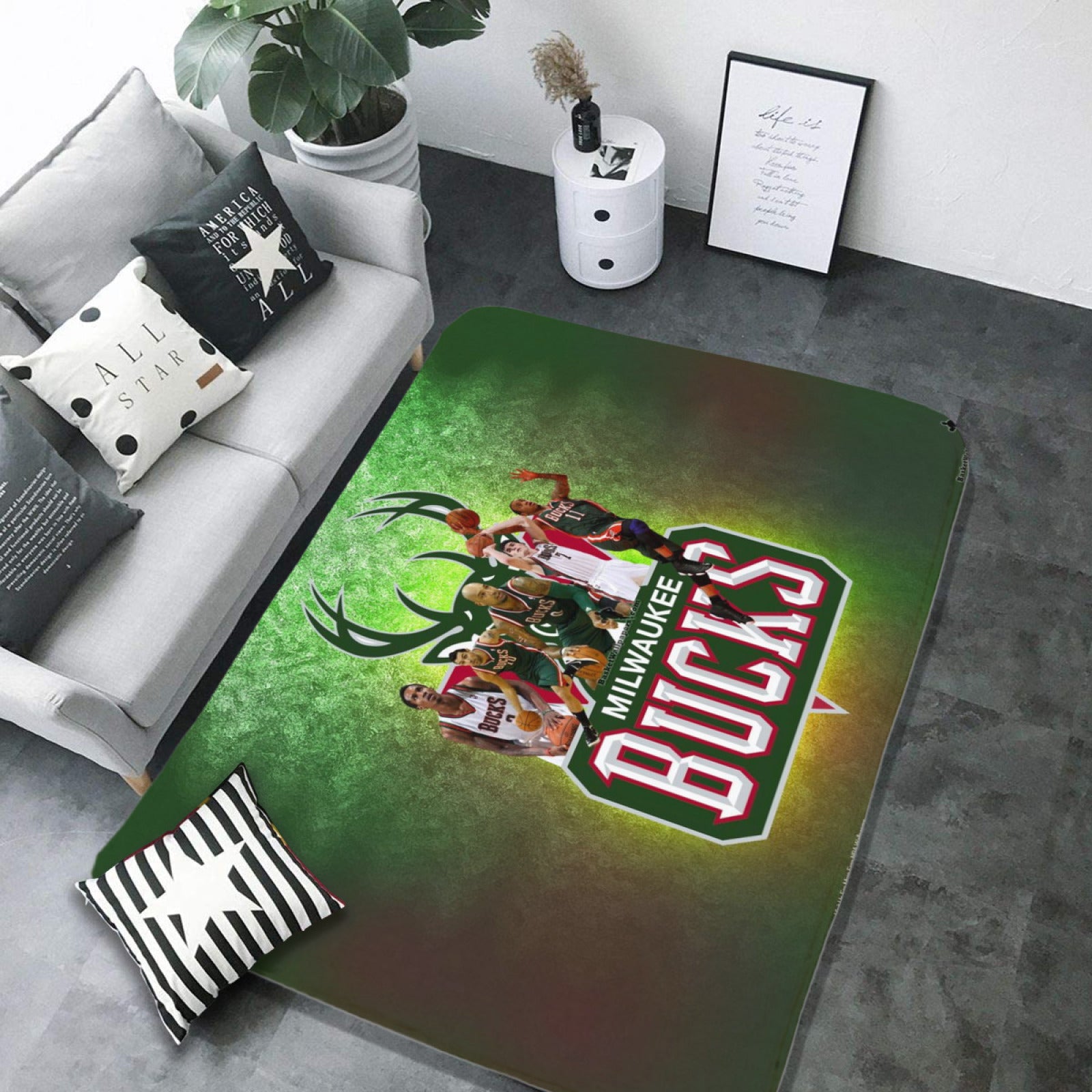 Milwaukee Basketball Bucks Carpet Living Room Bedroom Mats Kitchen Bathroom Rugs