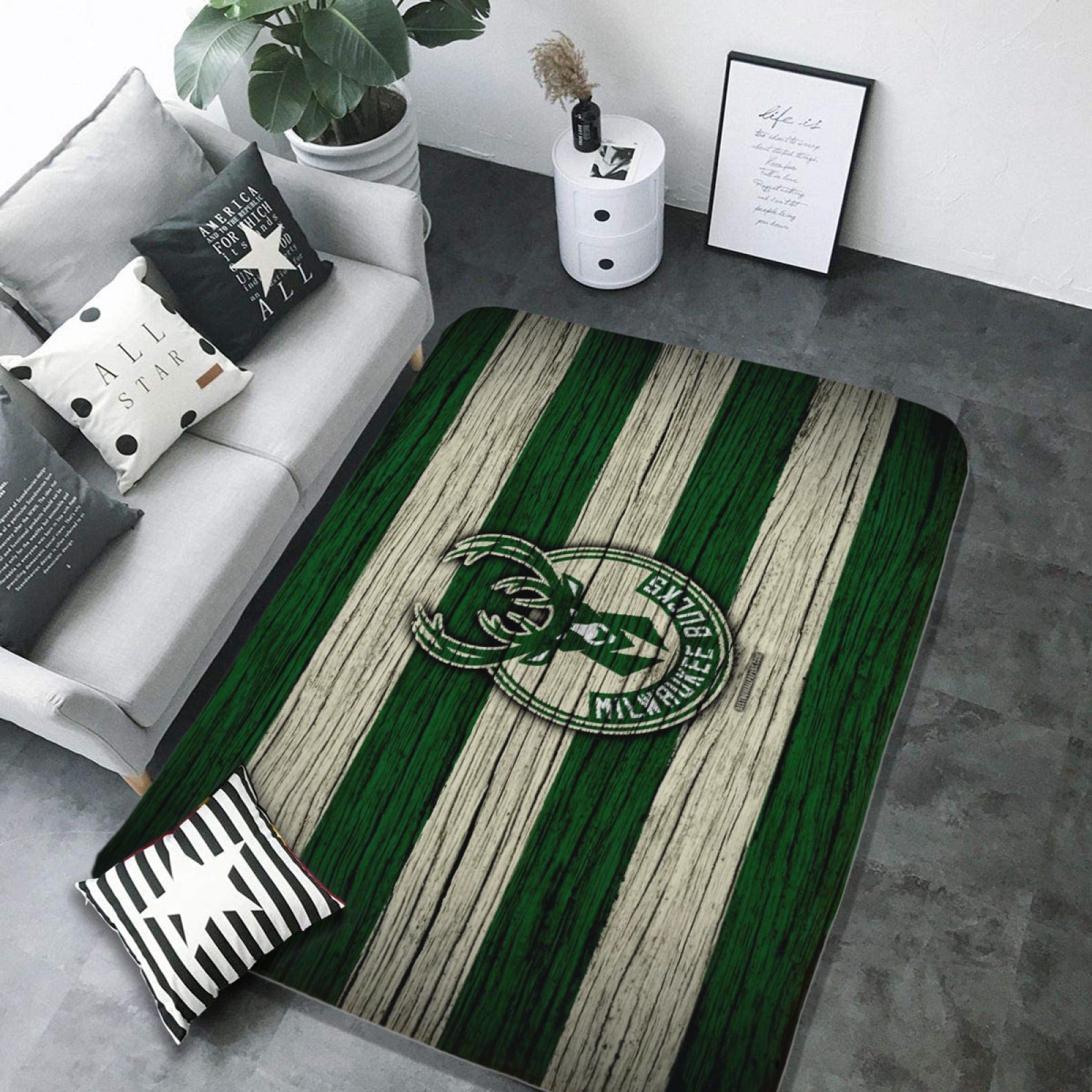 Milwaukee Basketball Bucks Carpet Living Room Bedroom Mats Kitchen Bathroom Rugs