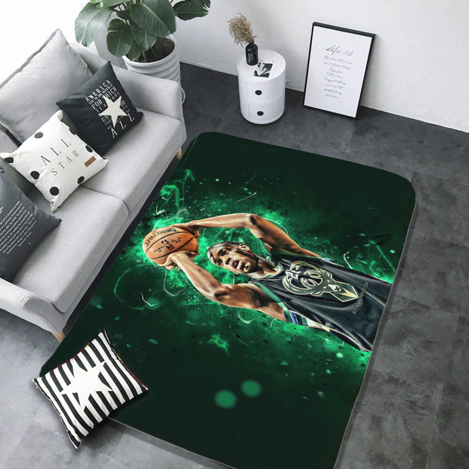 Milwaukee Basketball Bucks Carpet Living Room Bedroom Mats Kitchen Bathroom Rugs