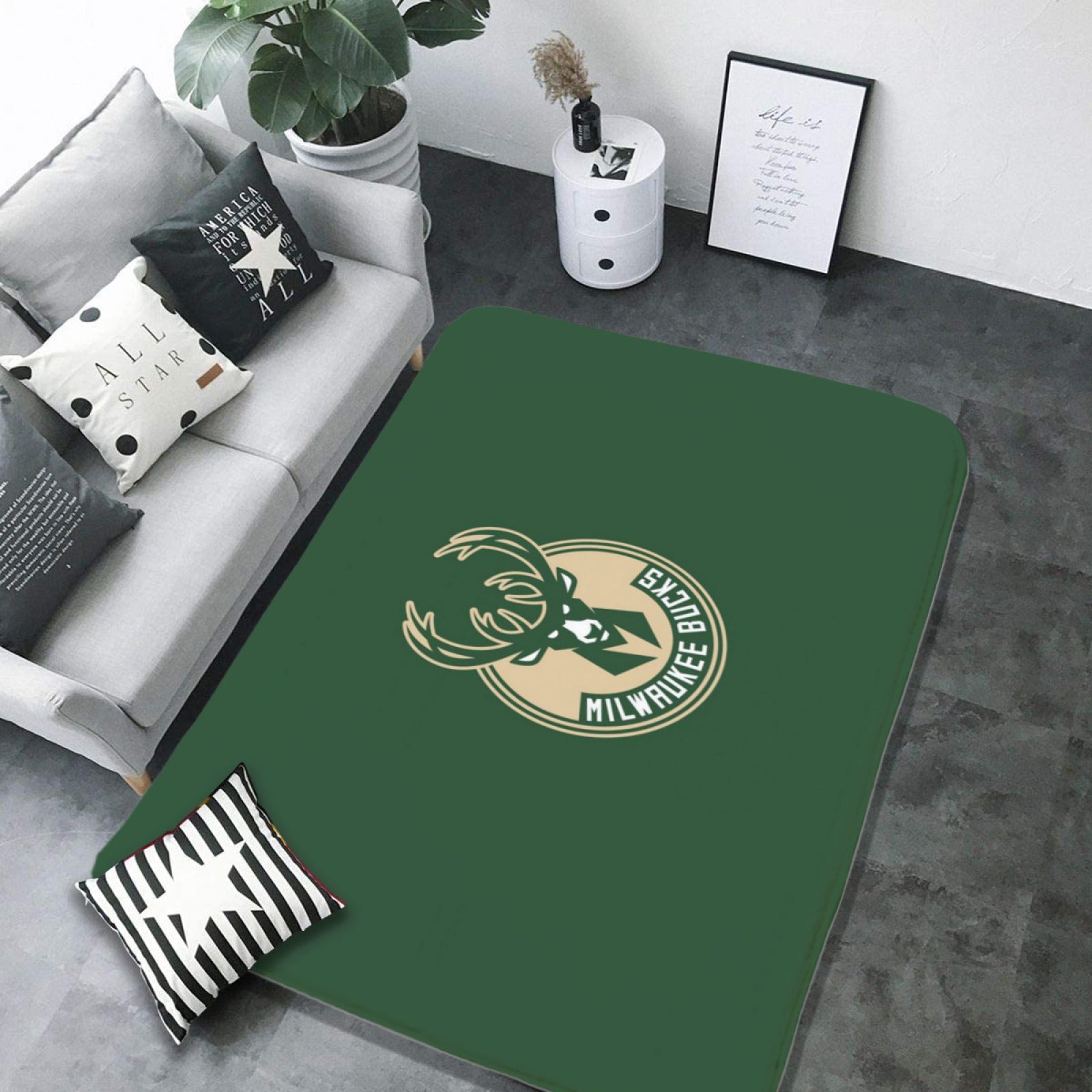 Milwaukee Basketball Bucks Carpet Living Room Bedroom Mats Kitchen Bathroom Rugs