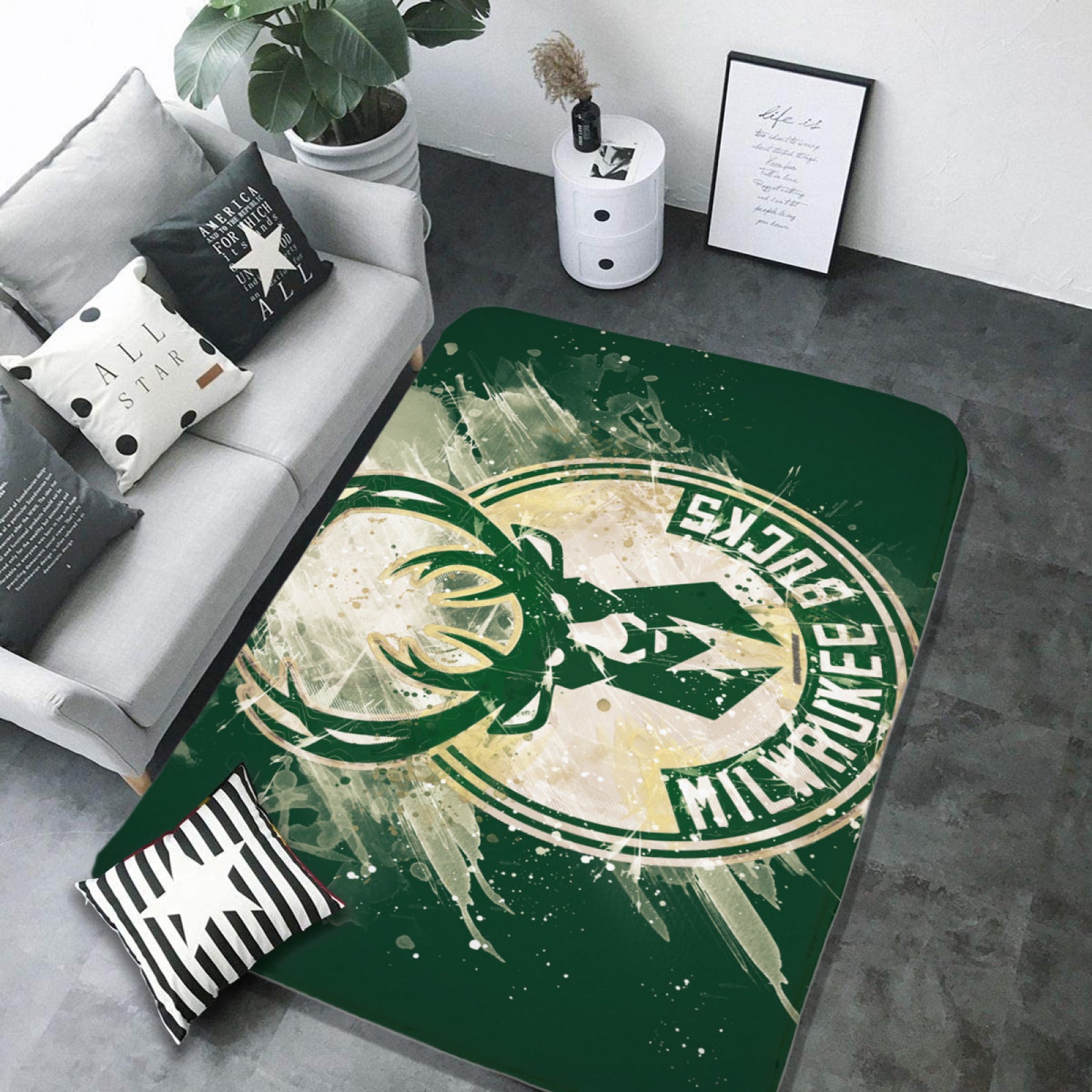 Milwaukee Basketball Bucks Carpet Living Room Bedroom Mats Kitchen Bathroom Rugs