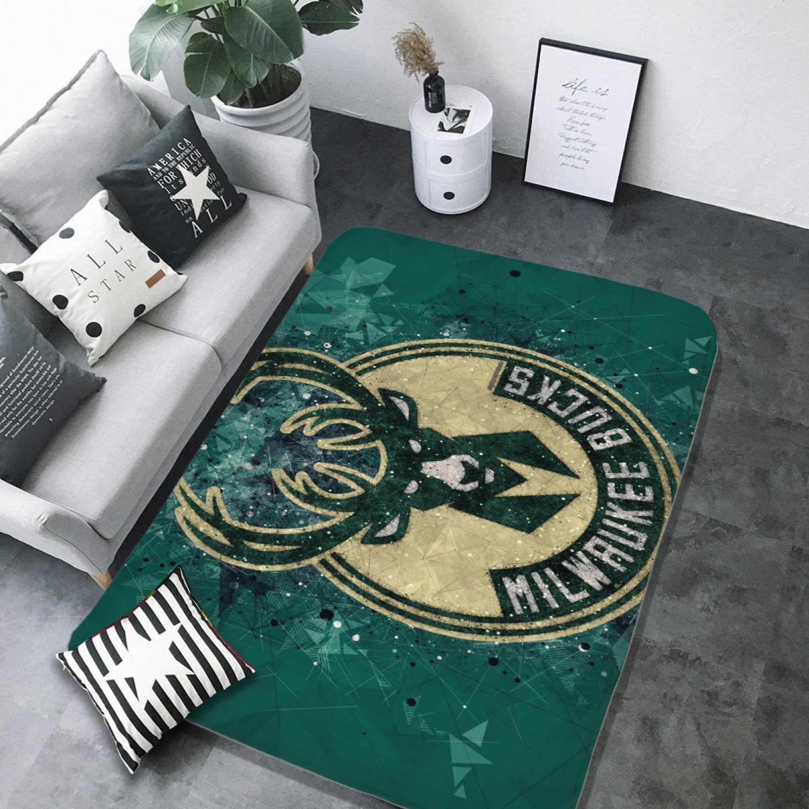 Milwaukee Basketball Bucks Carpet Living Room Bedroom Mats Kitchen Bathroom Rugs