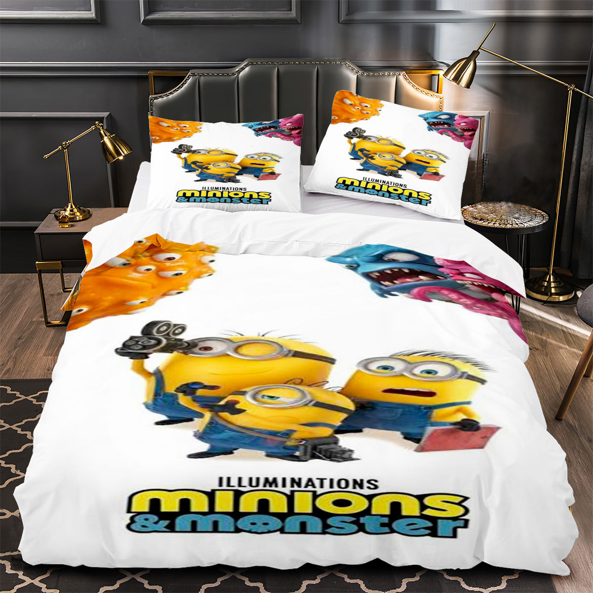 Minions & Monsters Duvet Cover Quilt Case Pillowcase Bedding Set Without Filler