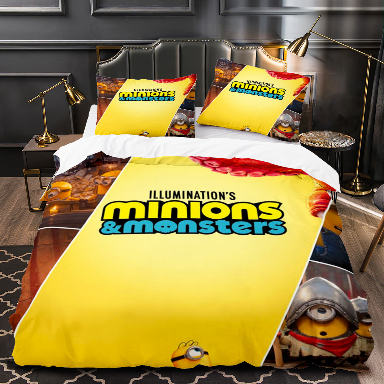 Minions & Monsters Duvet Cover Quilt Case Pillowcase Bedding Set Without Filler