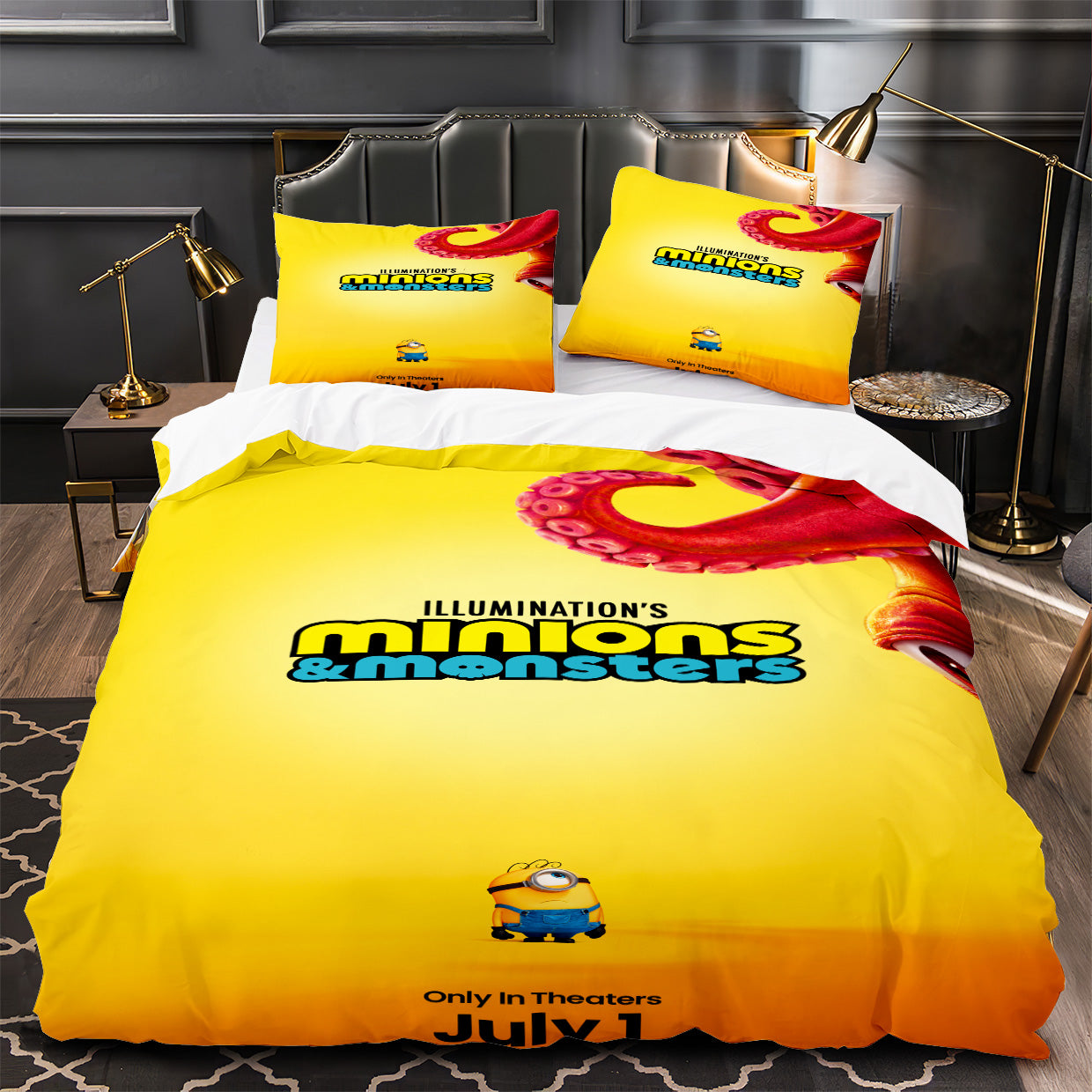Minions & Monsters Duvet Cover Quilt Case Pillowcase Bedding Set Without Filler