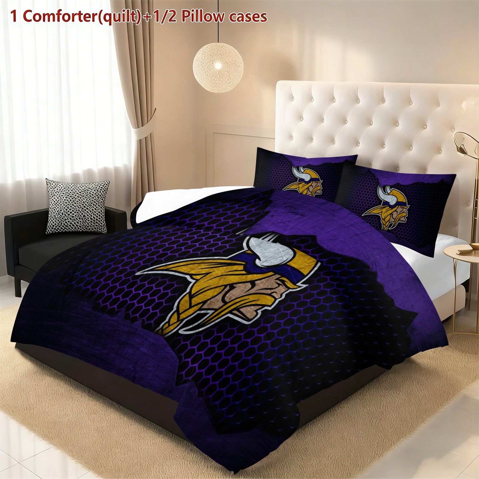 Minnesota Vikings Comforter Pillowcase Sets Blanket All Season Reversible Quilted Duvet