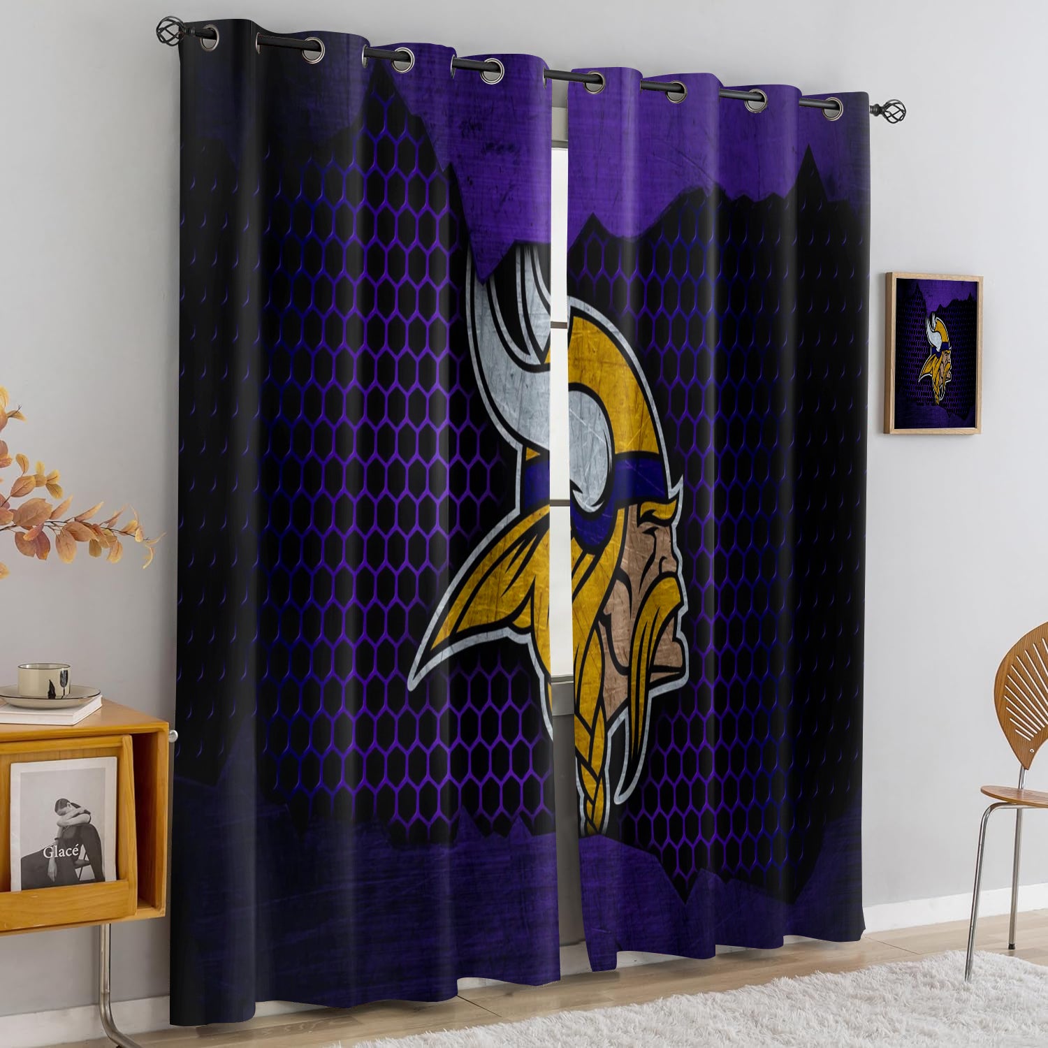 Minnesota Vikings Blackout Curtains Drapes For Window Treatment Set