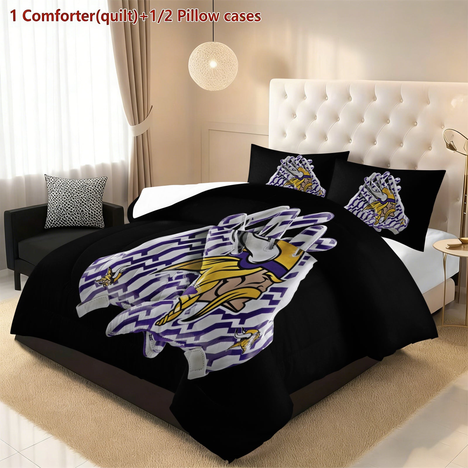Minnesota Vikings Comforter Pillowcase Sets Blanket All Season Reversible Quilted Duvet