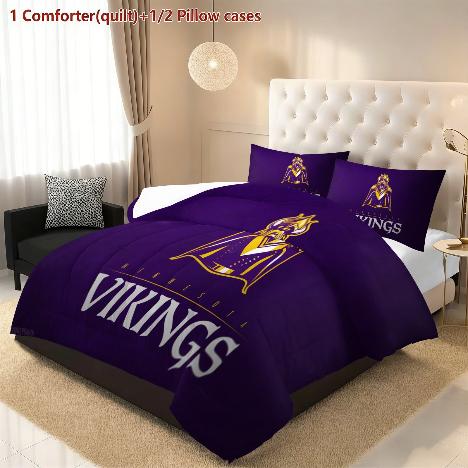 Minnesota Vikings Comforter Pillowcase Sets Blanket All Season Reversible Quilted Duvet