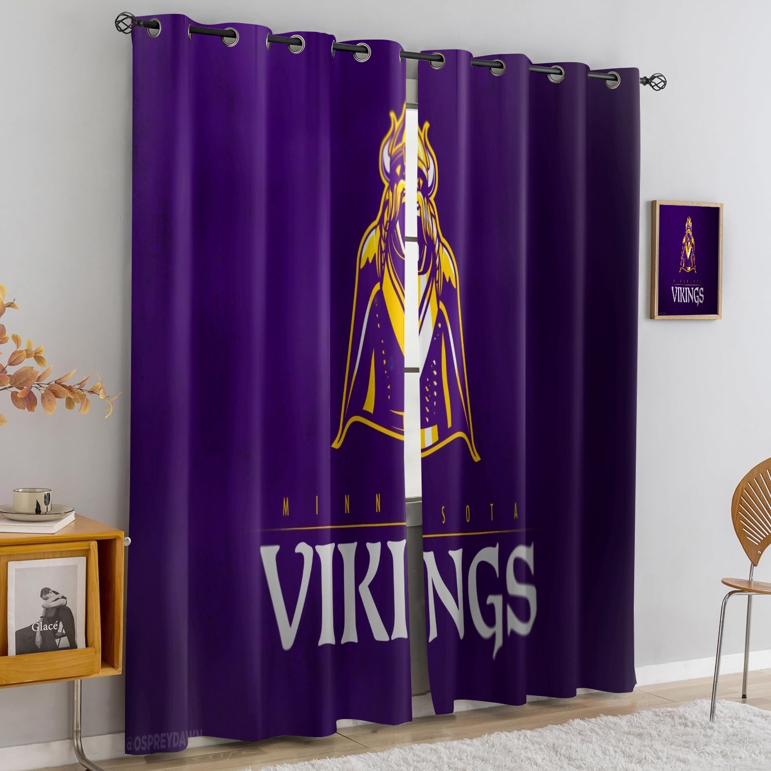 Minnesota Vikings Blackout Curtains Drapes For Window Treatment Set