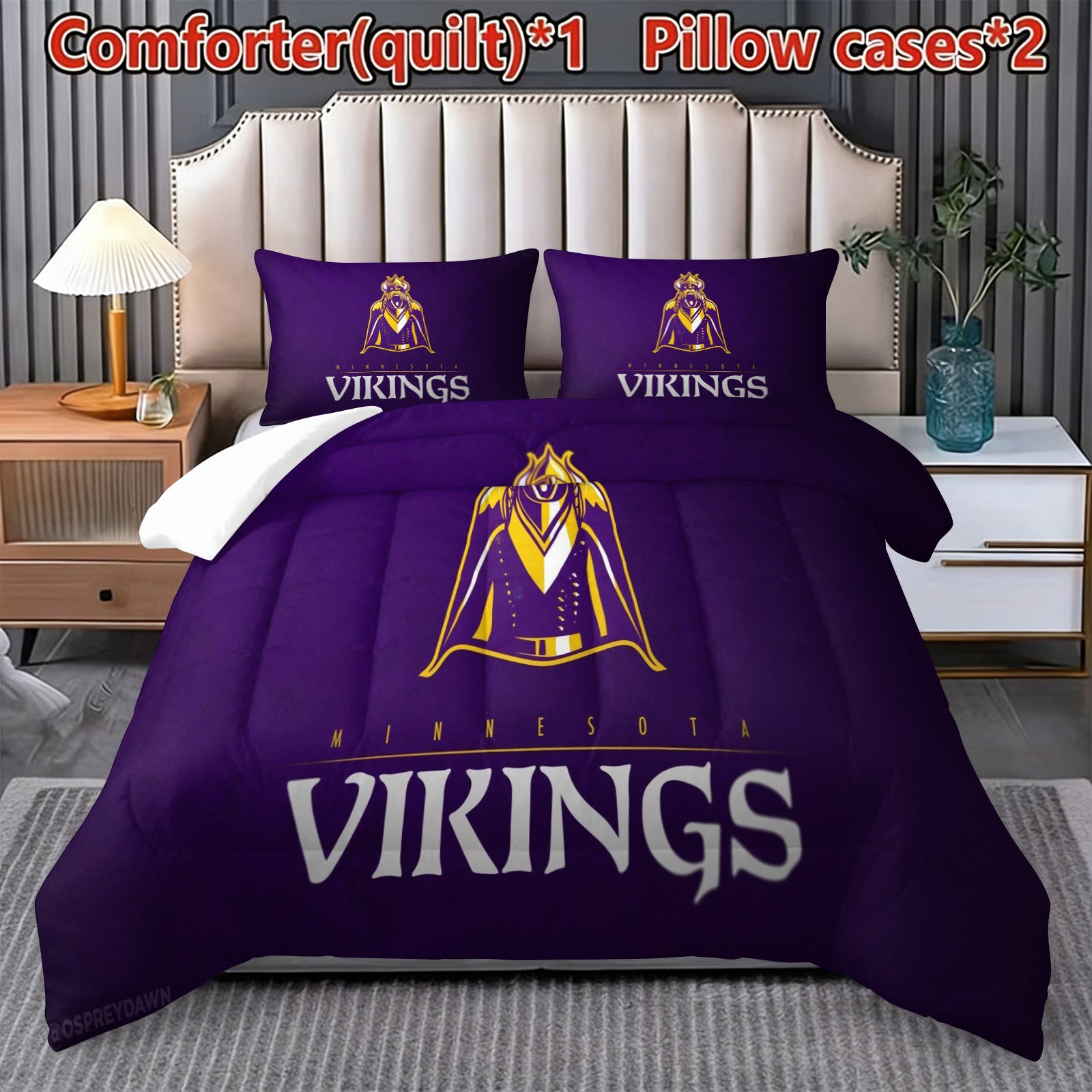 Minnesota Vikings Comforter Pillowcase Sets Blanket All Season Reversible Quilted Duvet