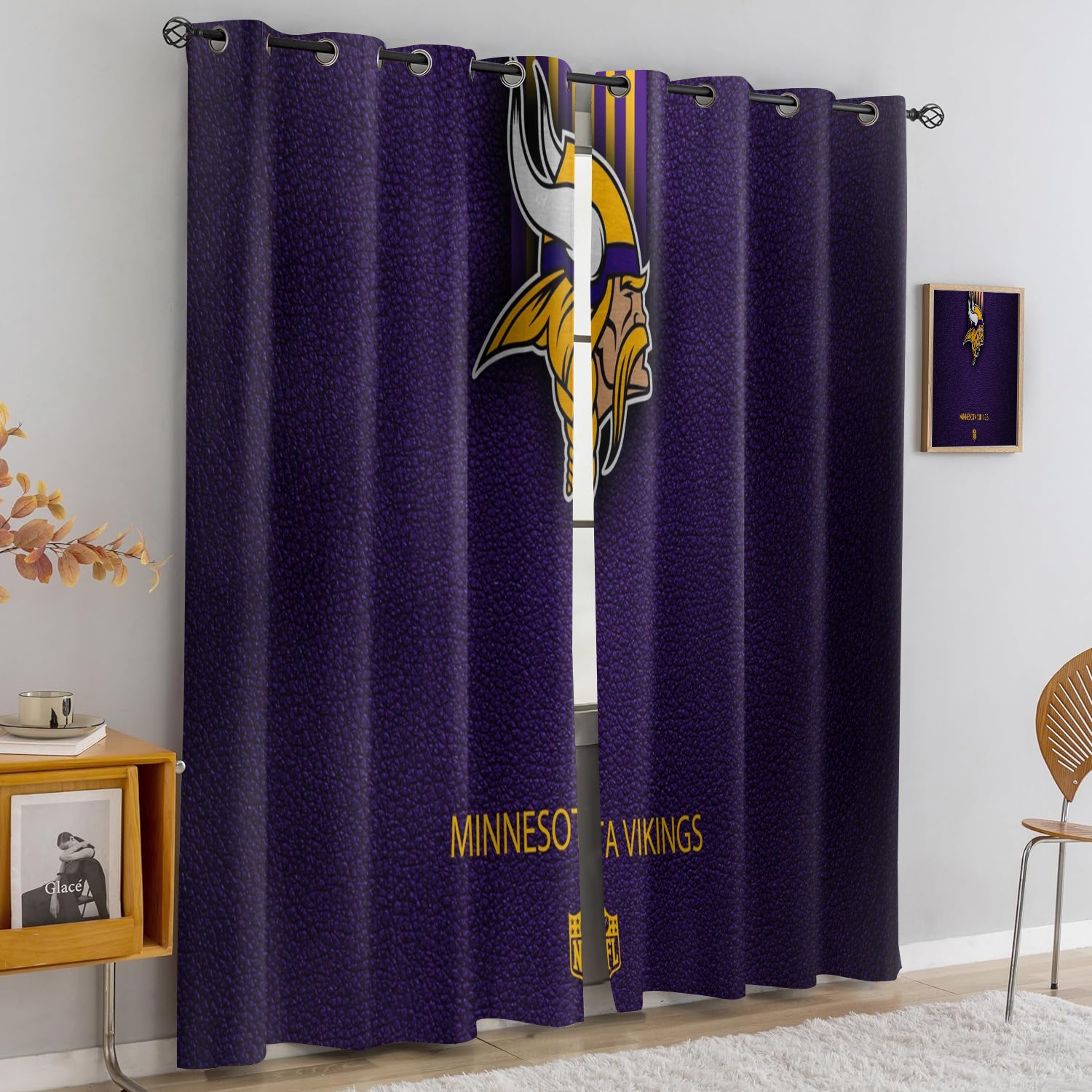 Minnesota Vikings Blackout Curtains Drapes For Window Treatment Set