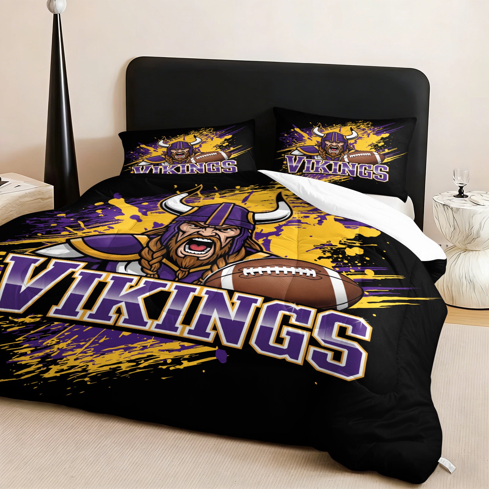 Minnesota Vikings Comforter Pillowcase Sets Blanket All Season Reversible Quilted Duvet
