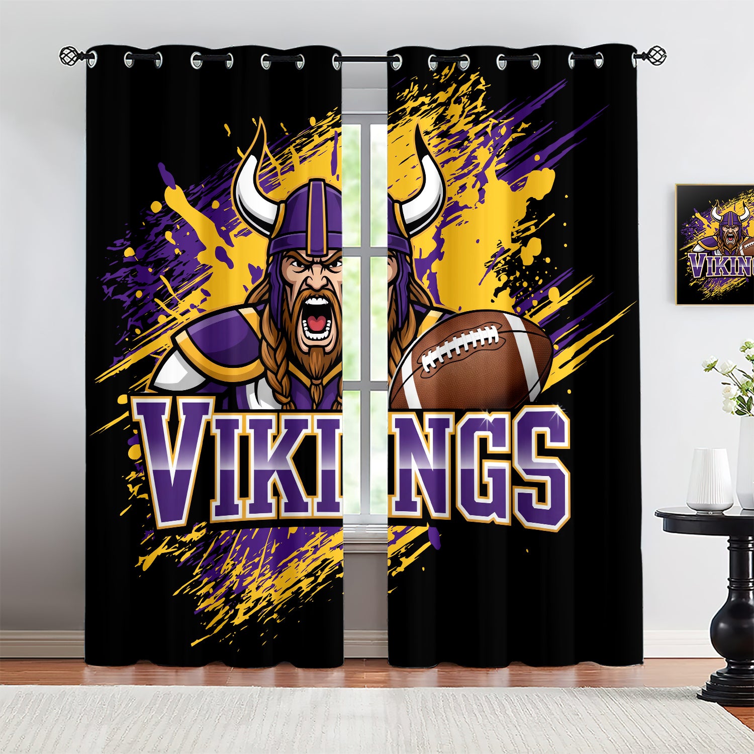 Minnesota Vikings Blackout Curtains Drapes For Window Treatment Set